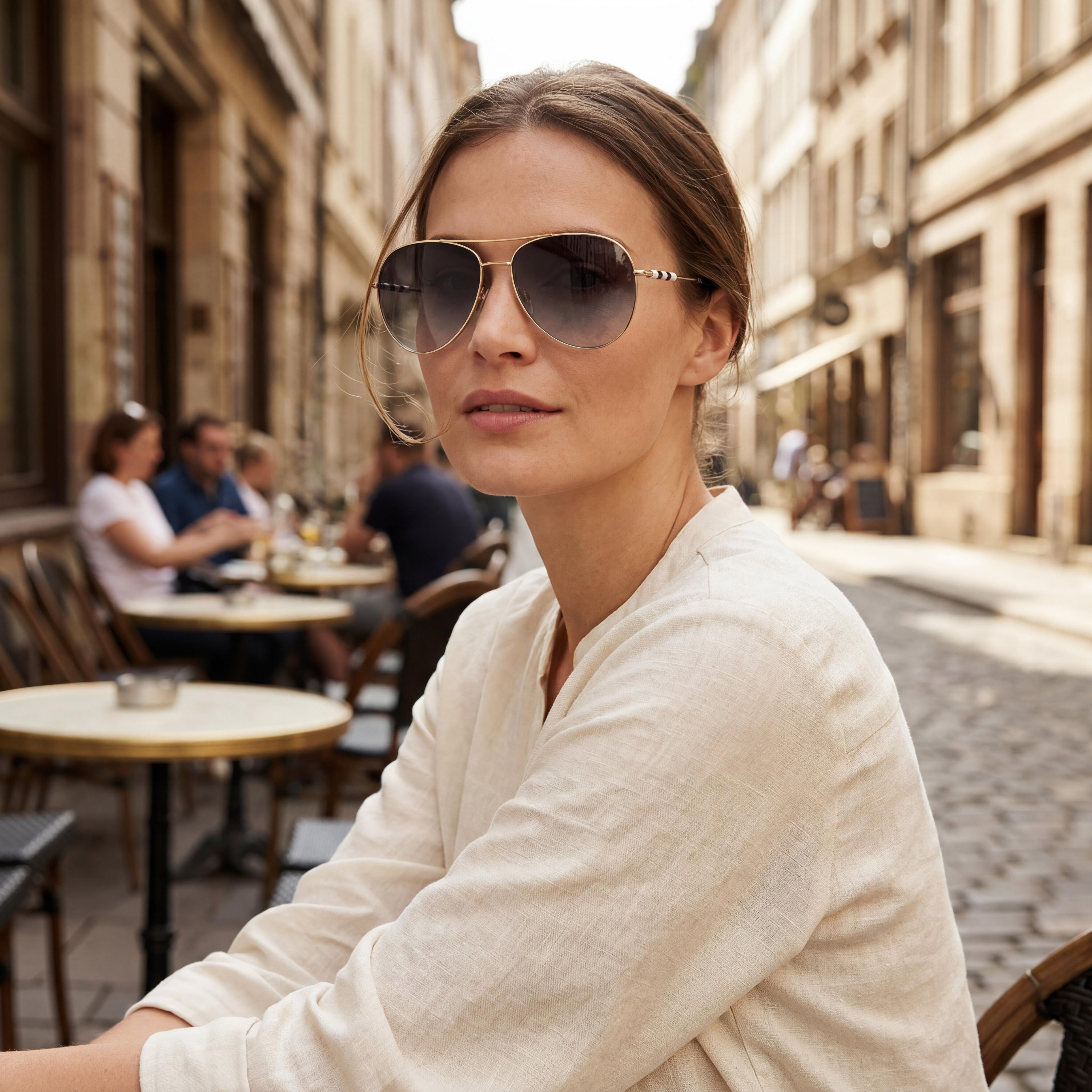 Gafas de sol Carolina Herrera Ch 0034/S para mujer, montura de acero inoxidable con degradado gris y lentes doradas, protección UV 100 %, 64 mm, Photo 6