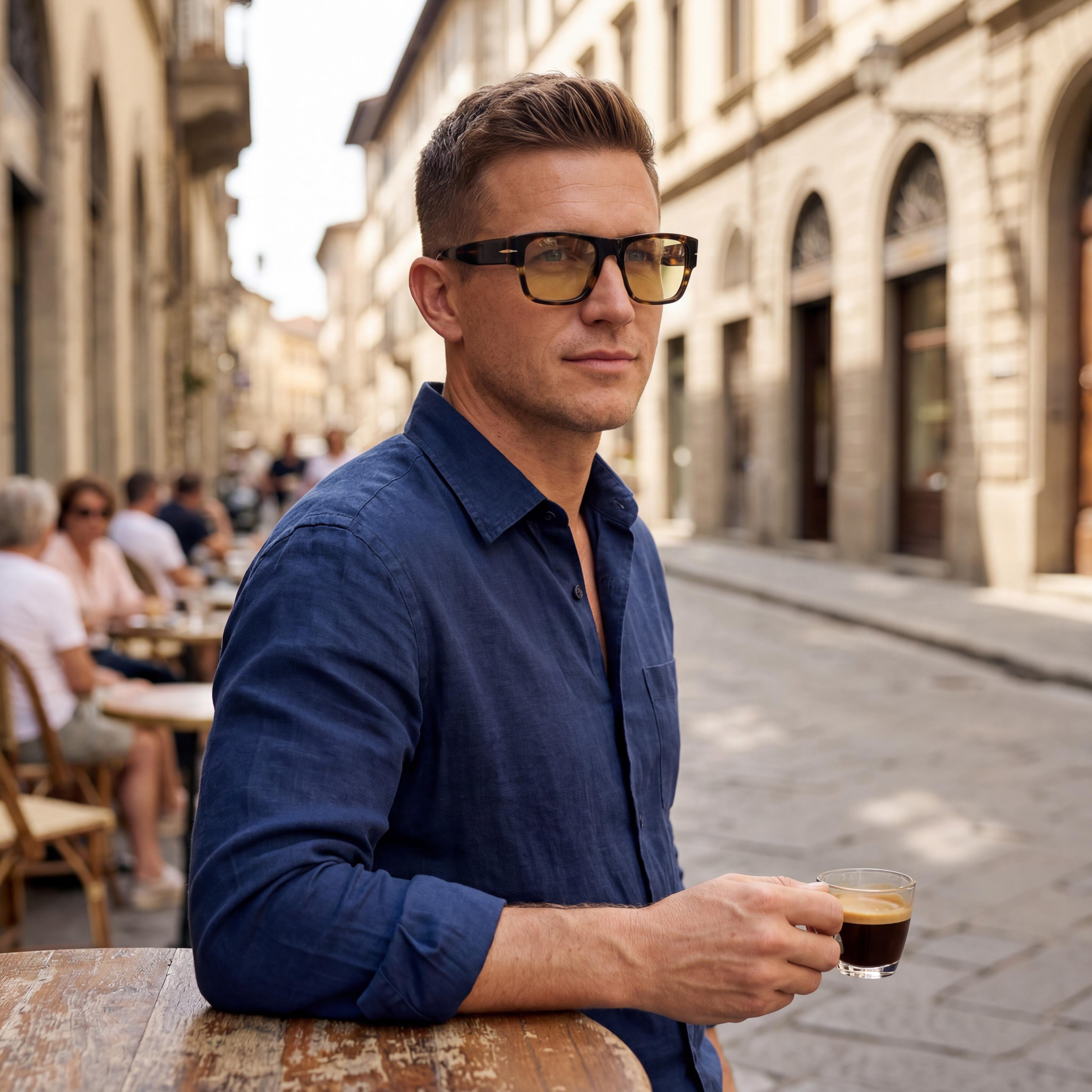 David Beckham Db 7000/S Bold Men's Striped Brown Gold Acetate Blue Multilayer UV Protected Sunglasses 52-20-145mm, Photo 4