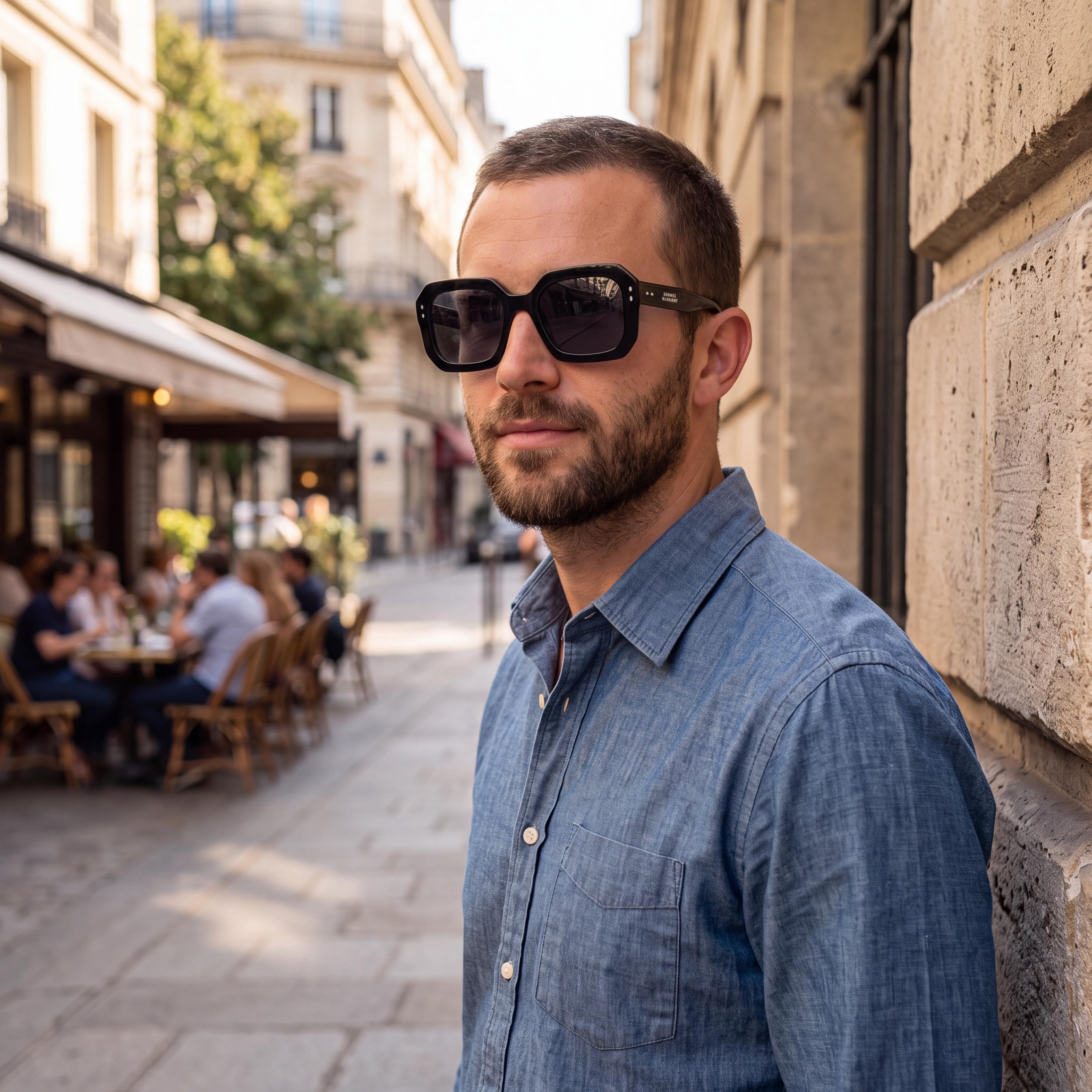 Isabel Marant Casual. Men's Black Metal Frame Sunglasses with Non-Polarized Black Polycarbonate Lenses, 59mm, Photo 6