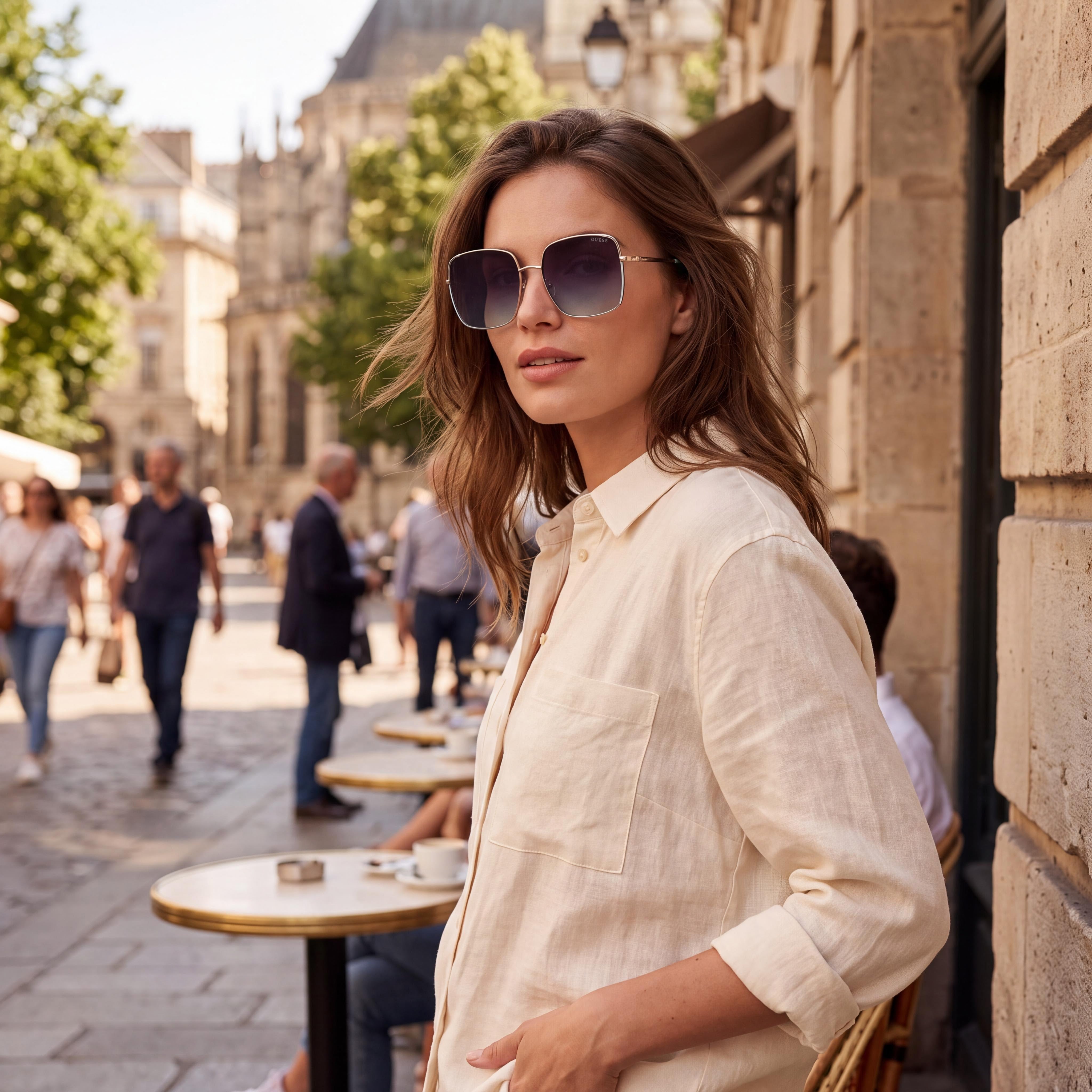 GUESS GU00194 Style Women's Pale Gold Metal Frame Sunglasses with Gradient Blue Lenses & UV 400 Protection (58mm), Photo 6