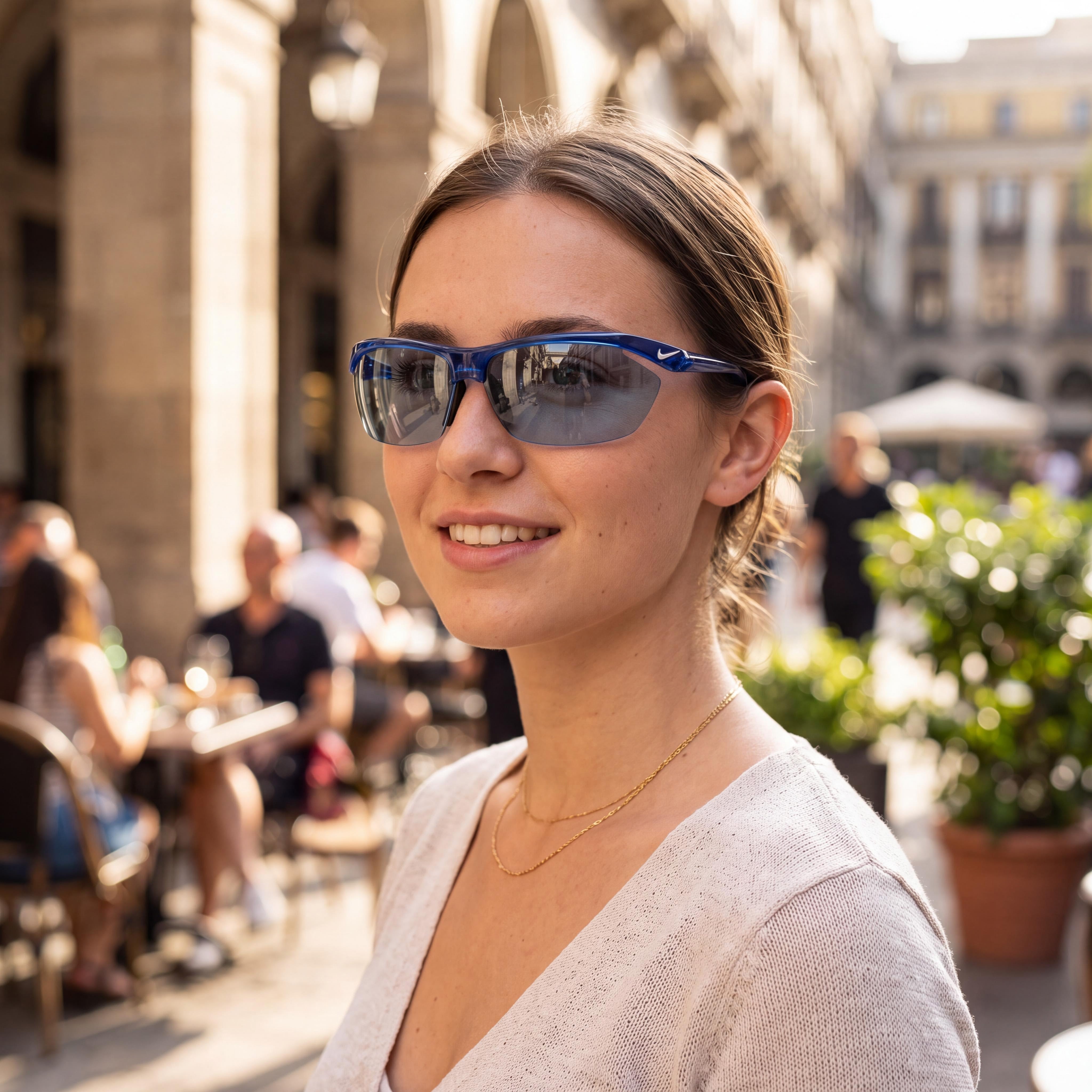 Nike Wayfarers Women's Blue Plastic Frame Nylon Blue Lens Competition UV Protected Sunglasses, Photo 4