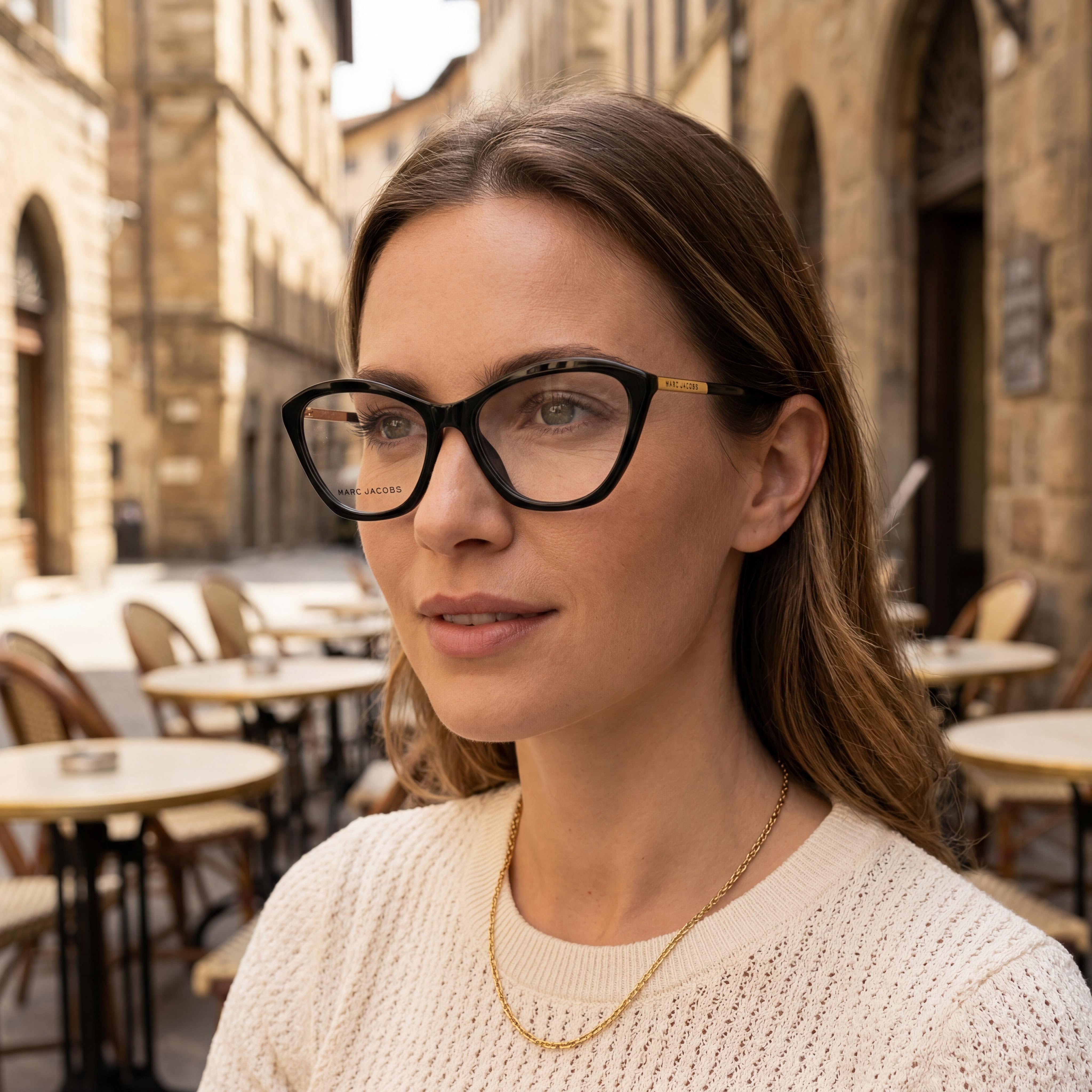 Gafas temporales Marc Jacobs para mujer con montura negra y lentes de policarbonato no polarizadas, 53 mm, Photo 3