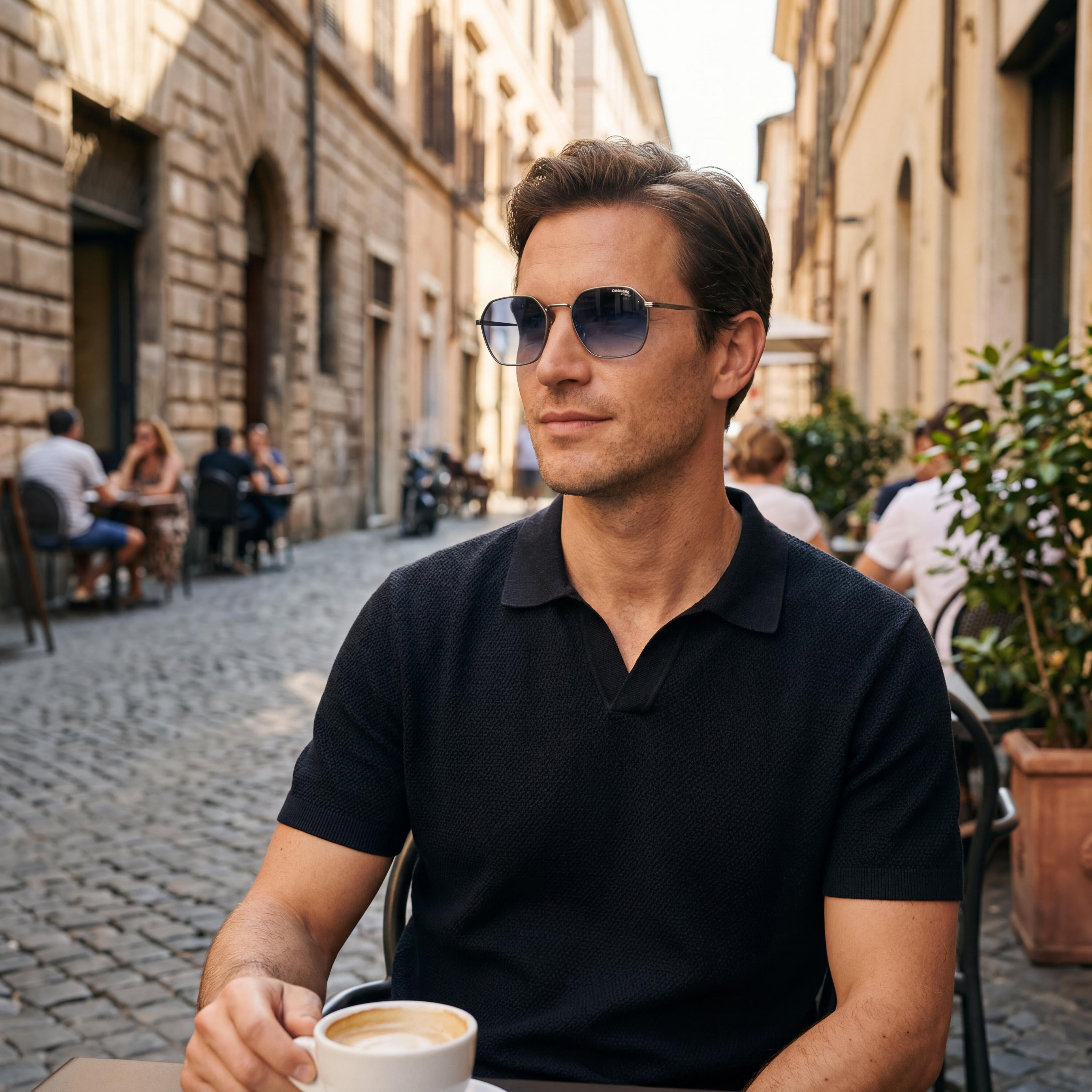 Gafas de sol Carrera Casual para hombre de acero inoxidable, rutenio mate, no polarizadas, sombreado azul oscuro 53 mm, 100 % protección UVA y UVB, Photo 5