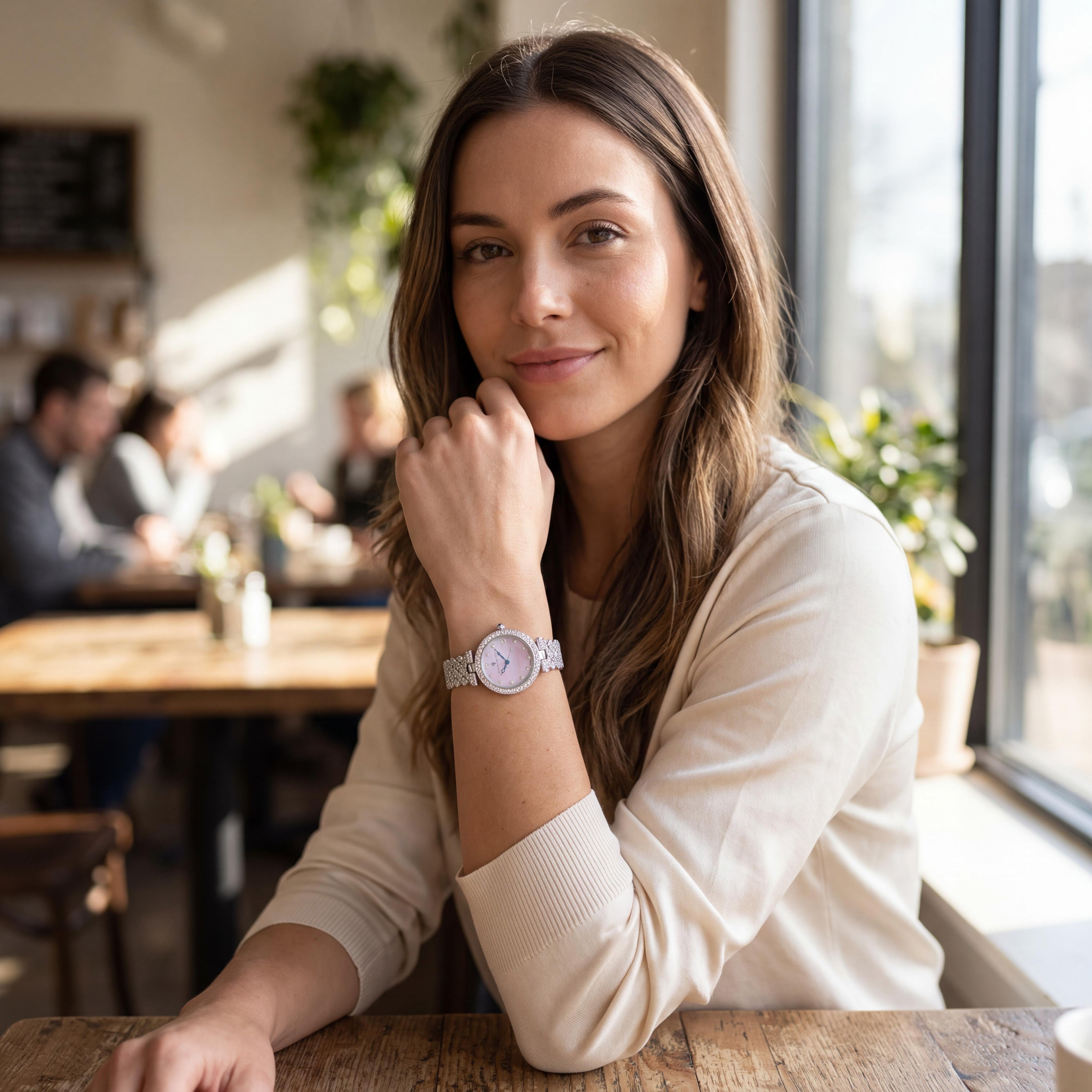 Reloj Christian Van Sant CV2951 de acero inoxidable plateado para mujer con esfera rosa, movimiento de cuarzo, resistente al agua hasta 3 ATM, Photo 5
