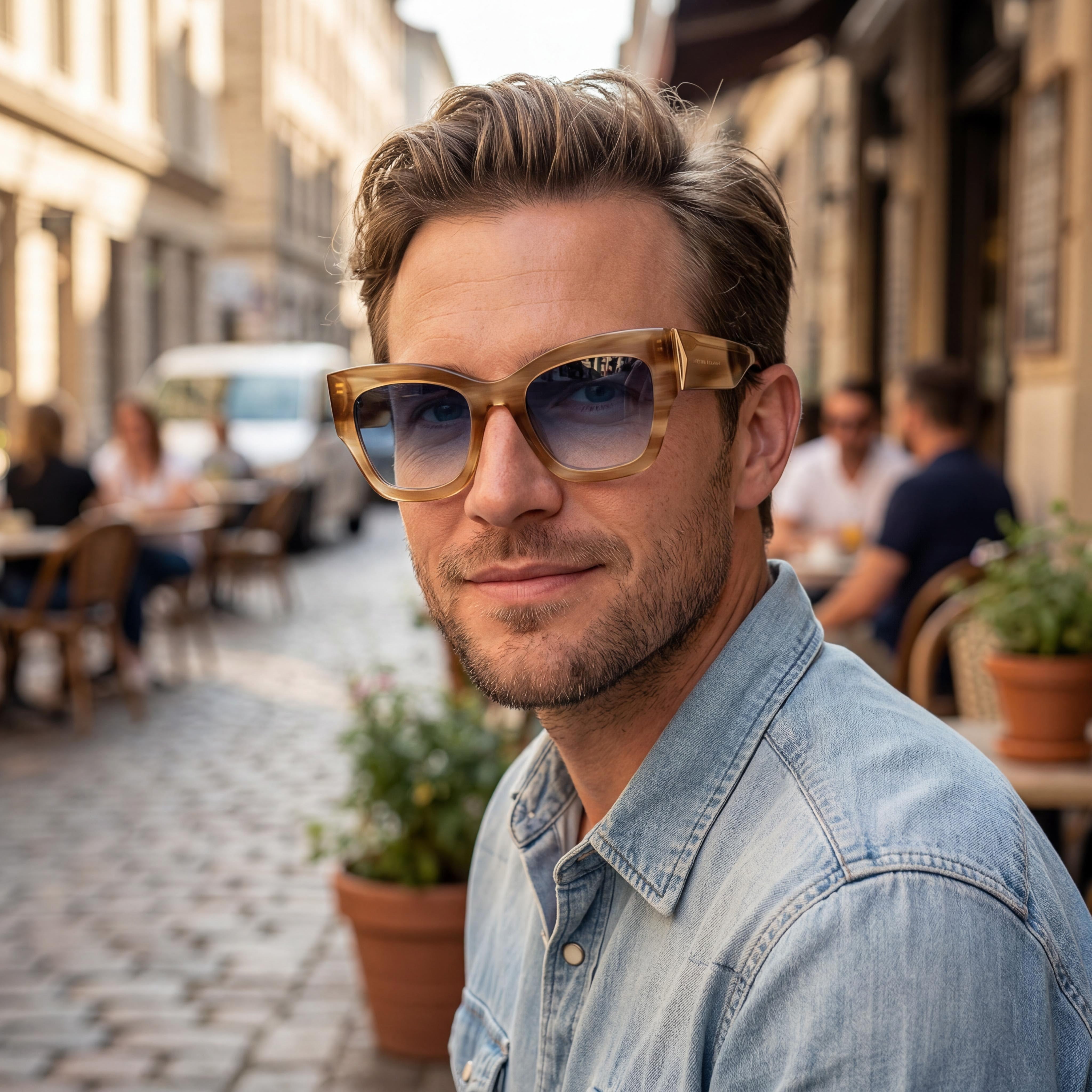 Victoria Beckham Modern Men's Honey Brown Horn Magnesium Frame Non-Polarized Sunglasses 51mm, Photo 4