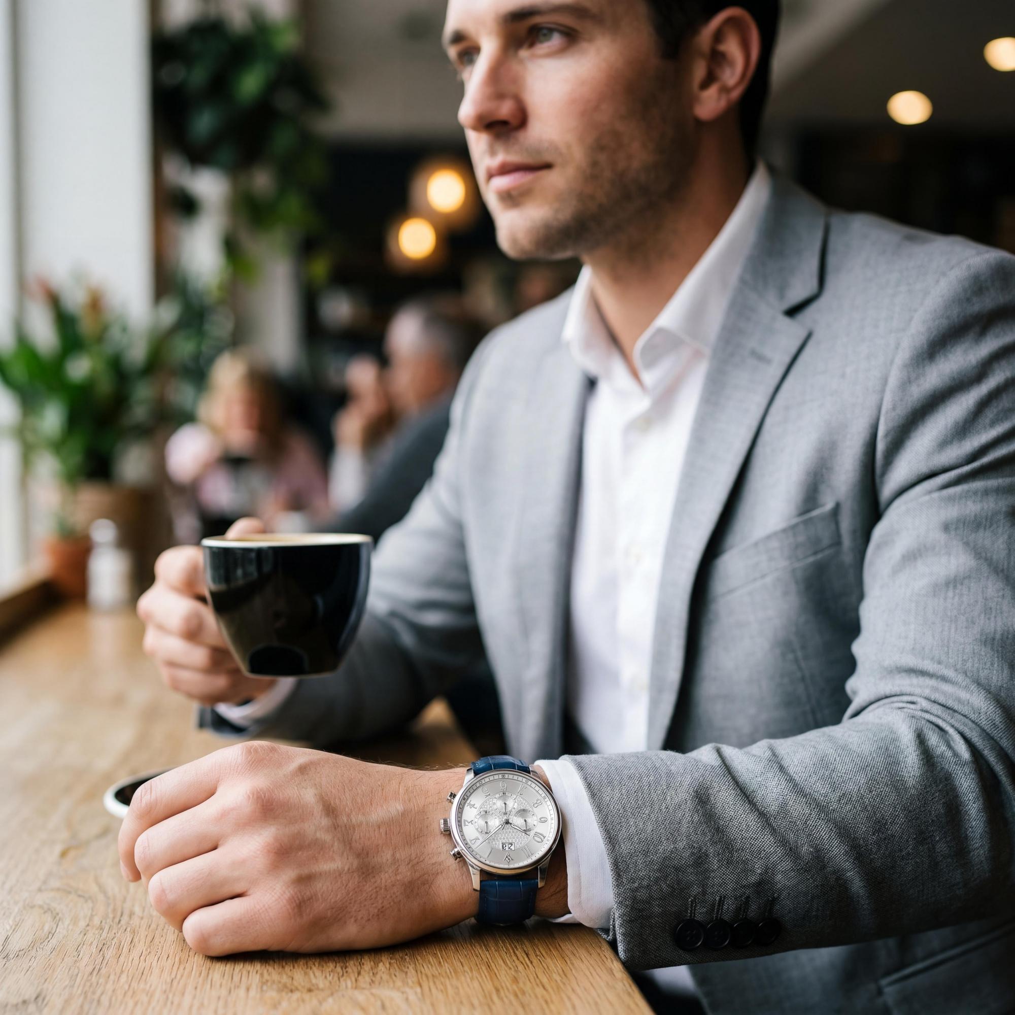 Christian Van Sant Strap Men's Chronograph Watch, Featuring Silver Stainless Steel Case & Leather Band, Photo 4
