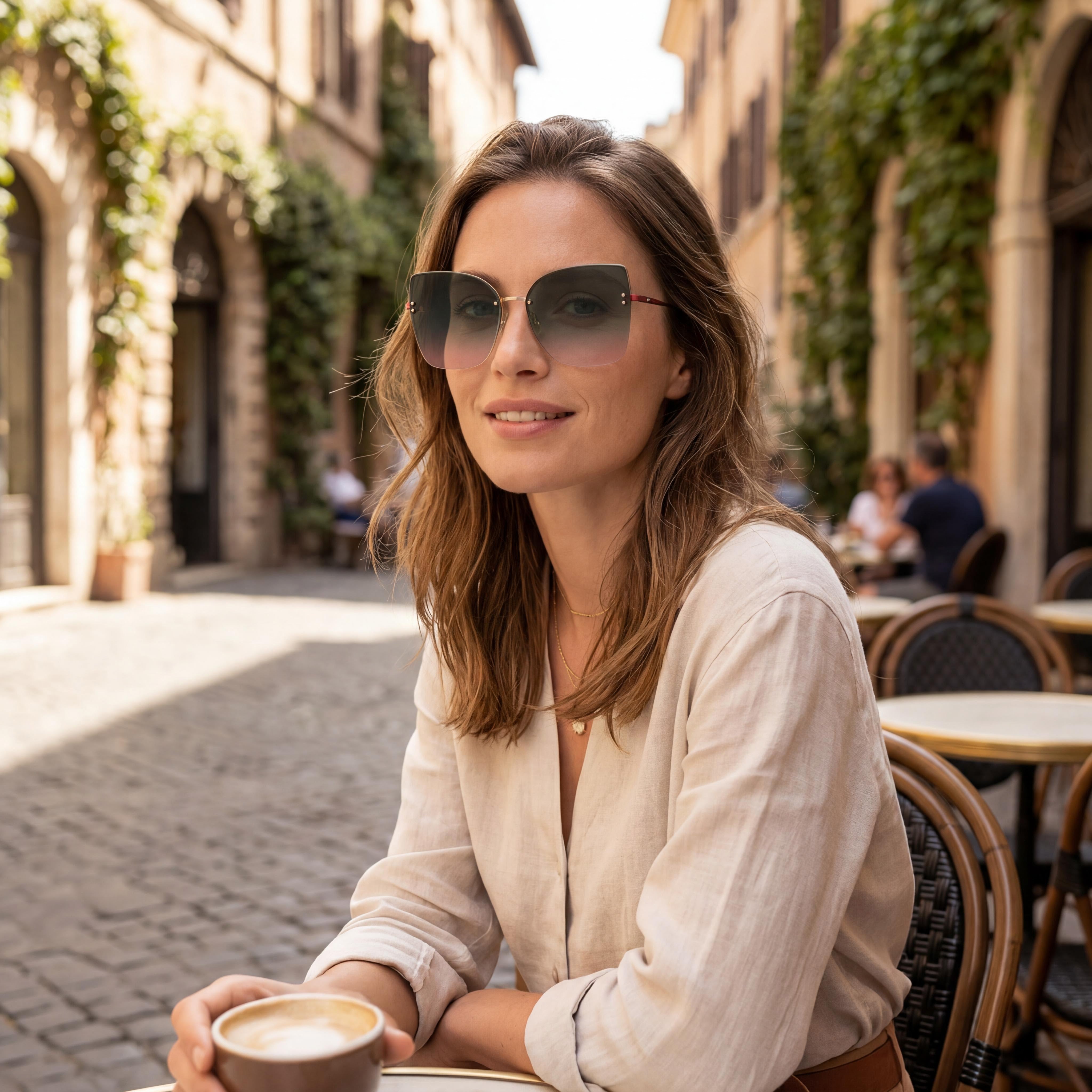 kate spade new york ARIELLA/G/S Unisex Red Gold Stainless Steel Rimless Cat Eye Burgundy Gradient Pink 58mm UV Protection Sunglasses, Photo 6