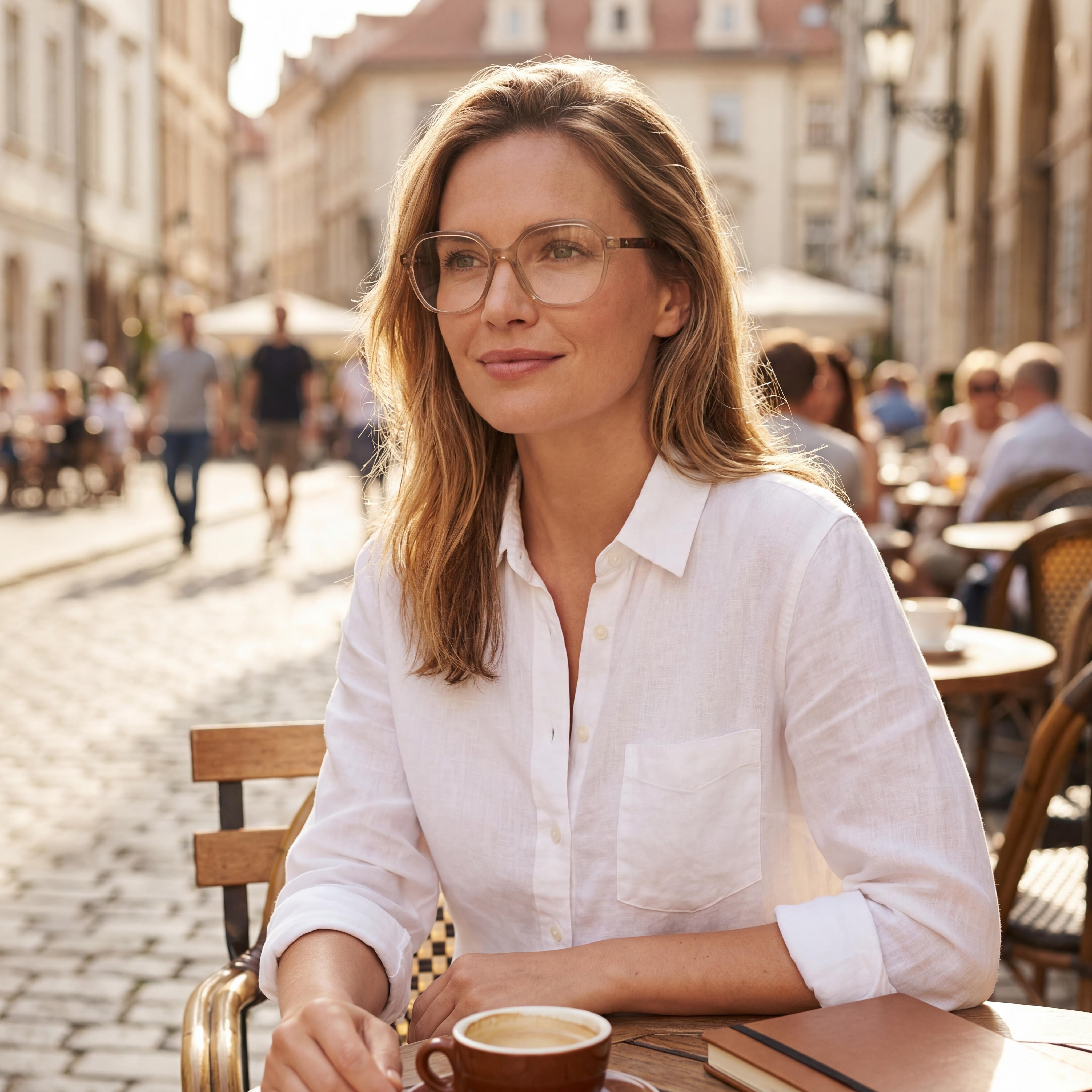 kate spade new york Gafas ópticas casuales de acetato beige para mujer 53-16-140, Photo 5