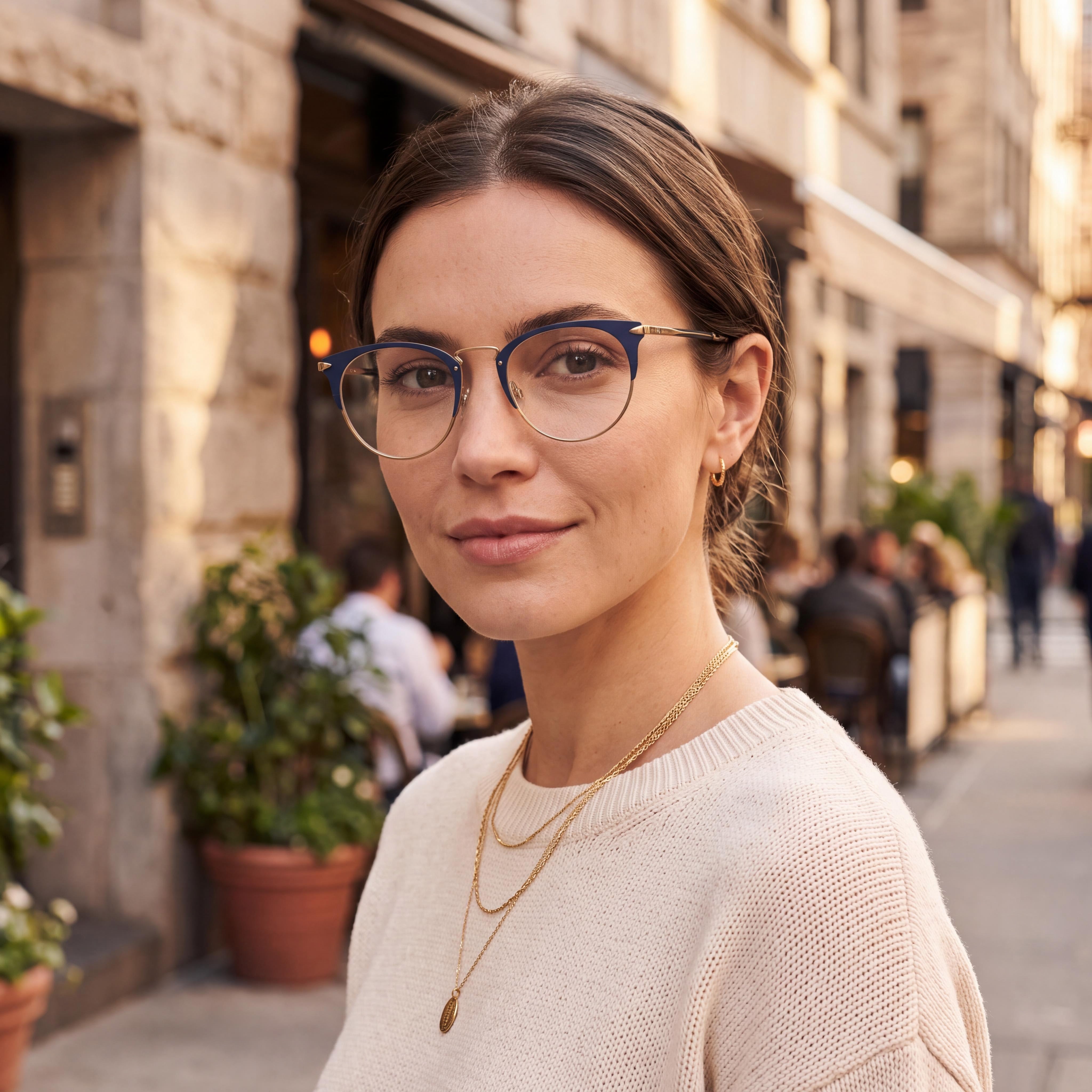 rag & bone Rnb 3016 Women's Blue Gold Metal Full Rim Oval Eyeglasses with Clear Lenses 49mm, Photo 4