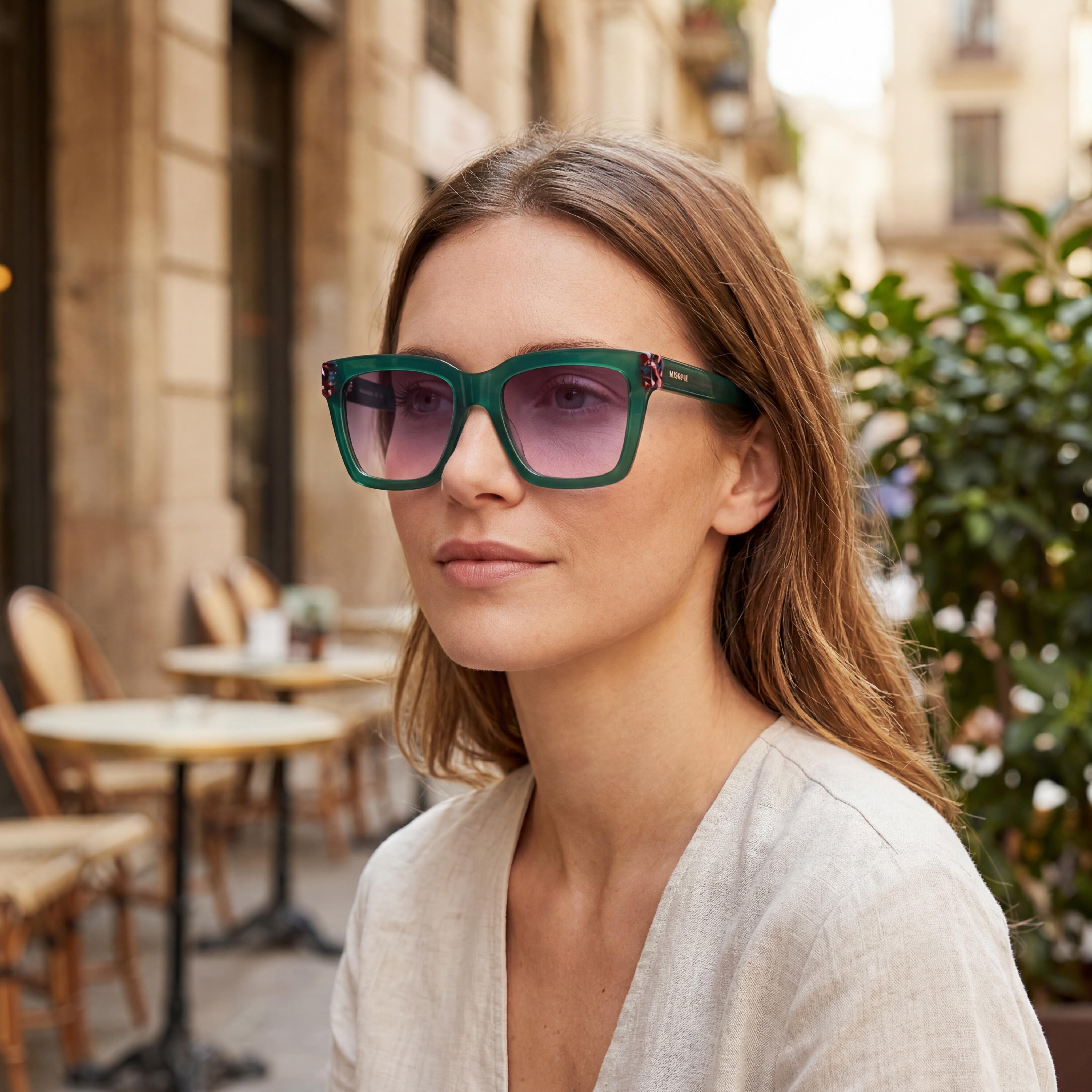 Missoni Modern Women's Green Pink Acetate Frame Polycarbonate Lens UV Protection Sunglasses 55mm, Photo 4