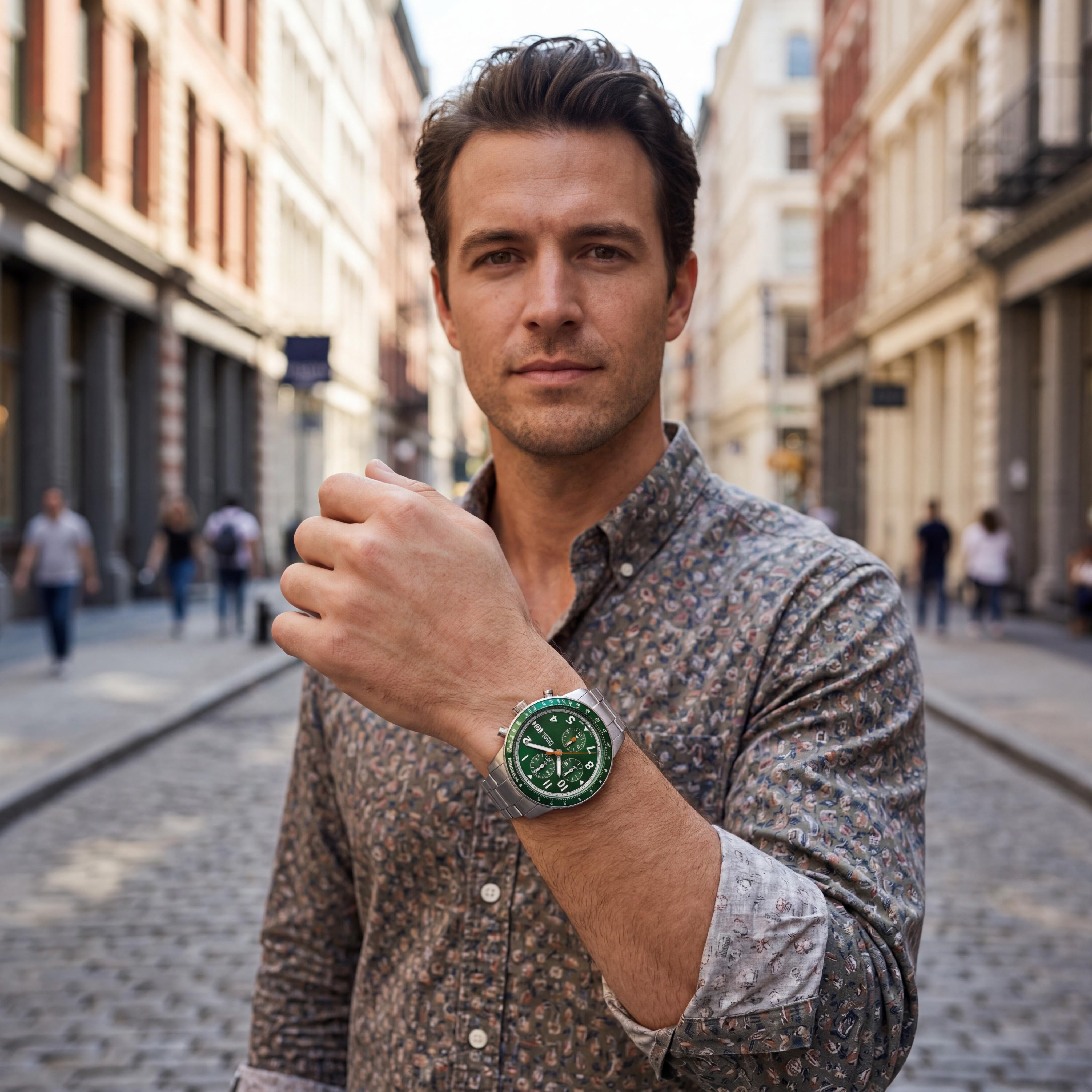 Reloj Fossil Sport Tourer Cronógrafo de Hombre Acero Inoxidable Plateado/Verde 42mm, Photo 5