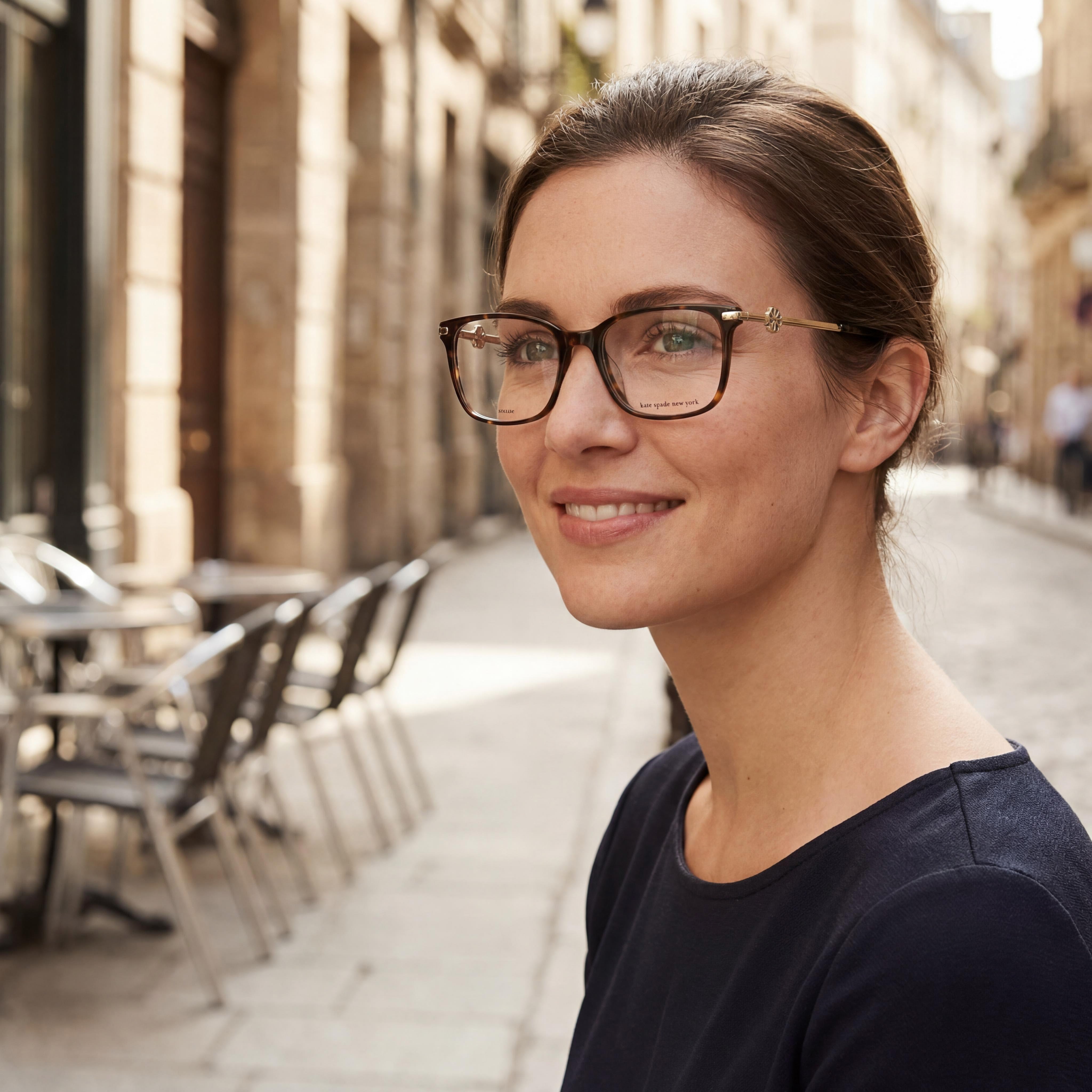 kate spade new york Gafas modernas para mujer con montura de acetato Havana y lentes de policarbonato, 52 mm, Photo 3