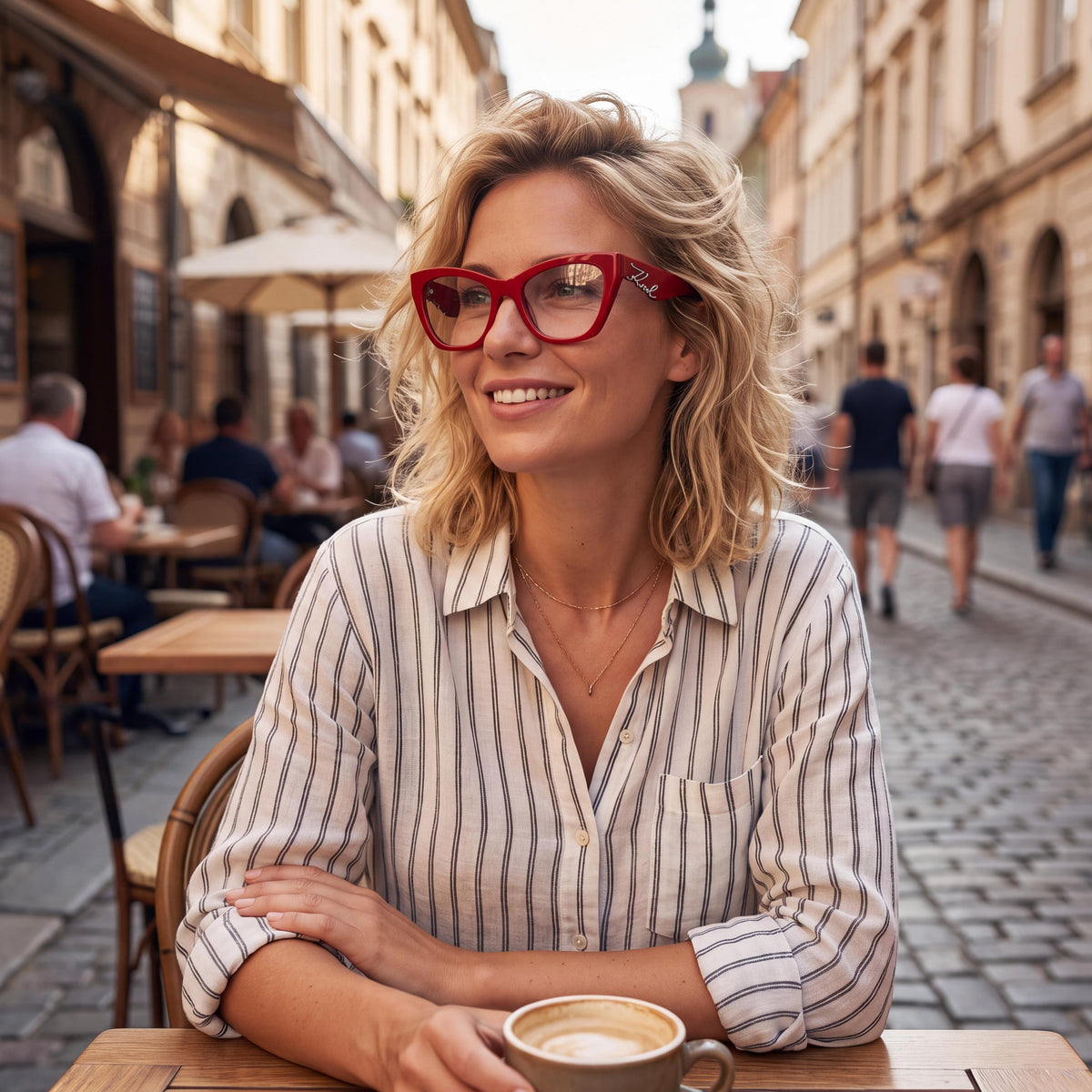 KARL LAGERFELD Kl6171 N Women's Classic Red Acetate Eyeglasses with Transparent Non-Polarized Lenses 54mm, Photo 6