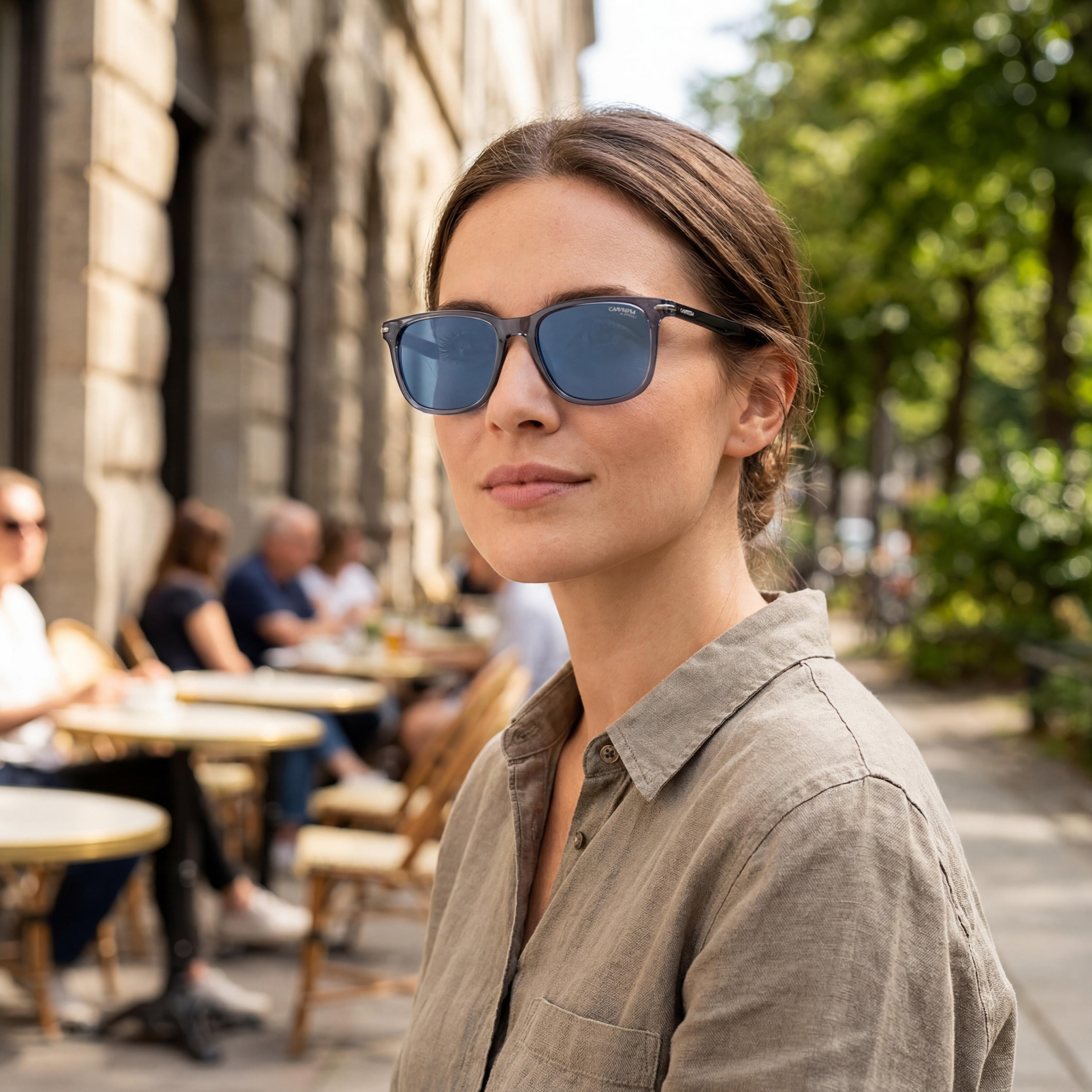 Gafas de sol Carrera Modern para mujer, montura de poliamida azul, lentes de espejo azul cielo polarizadas, 100 % protección UV, 54 mm, Photo 6