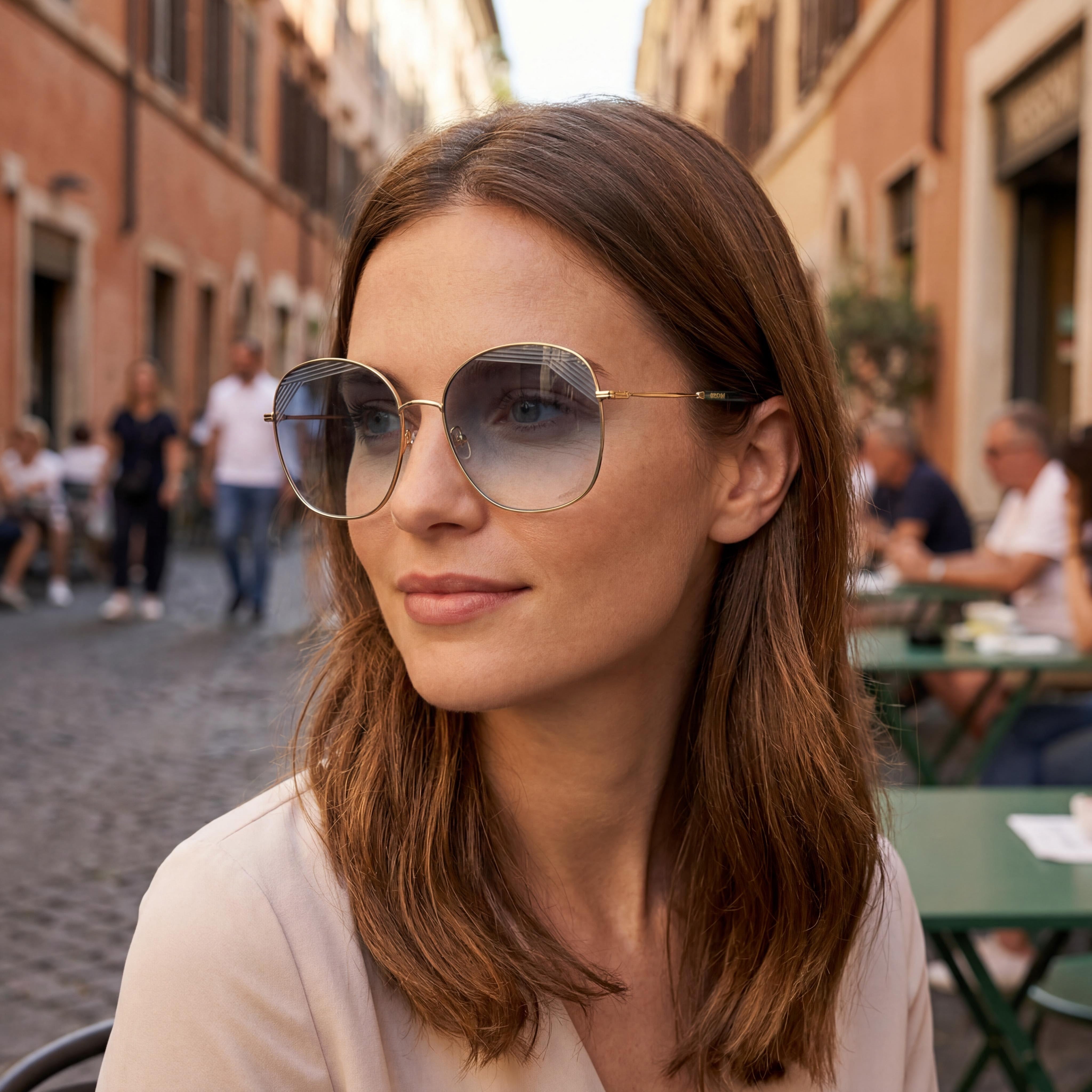 Gafas de sol M Missoni Spillo para mujer, con montura de acero de aleación, degradado en dorado y verde, 59 mm, Photo 5