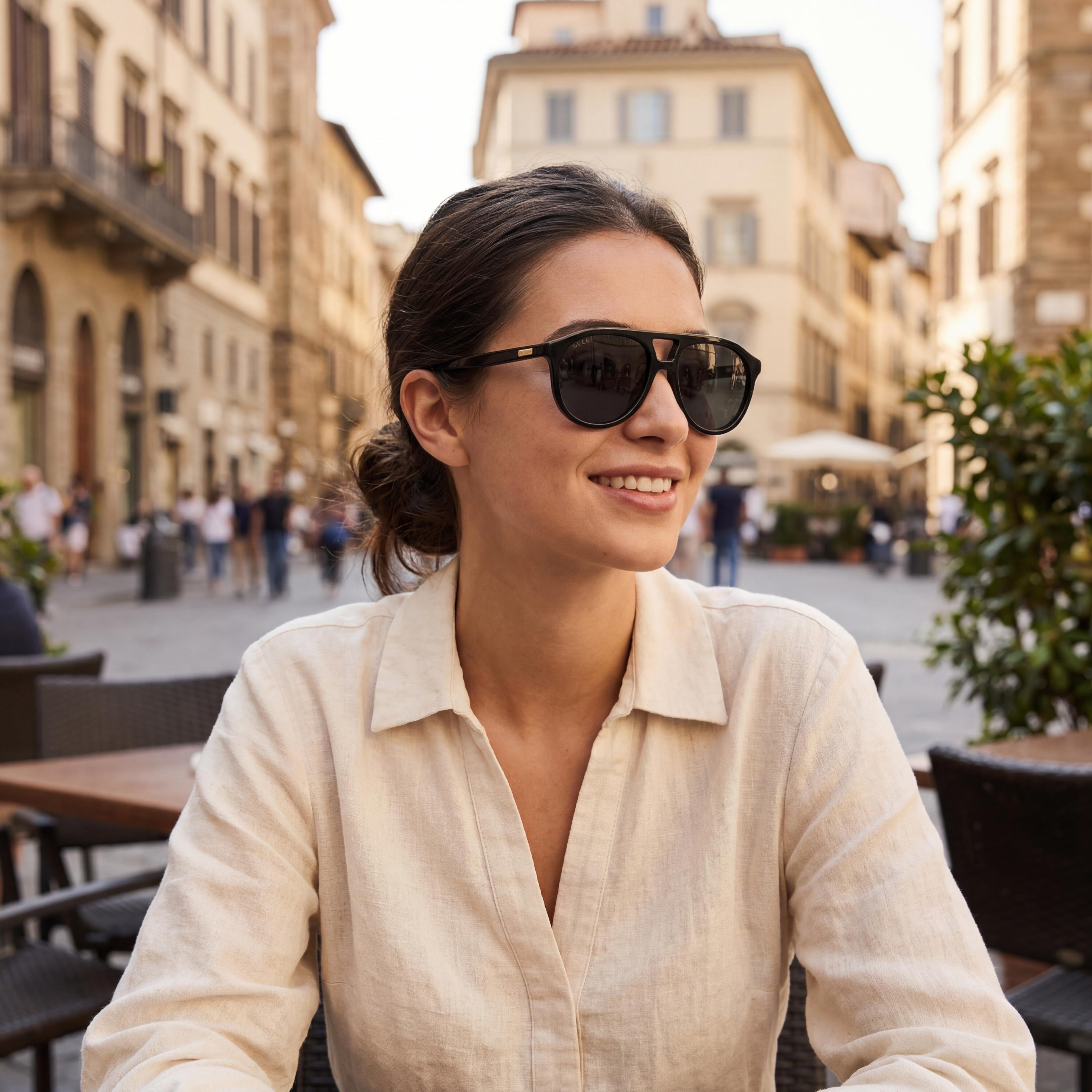 Gafas de sol unisex Gucci Classic de acetato reciclado, montura negra, lentes grises, protección UV no polarizada, 54 mm, Photo 4