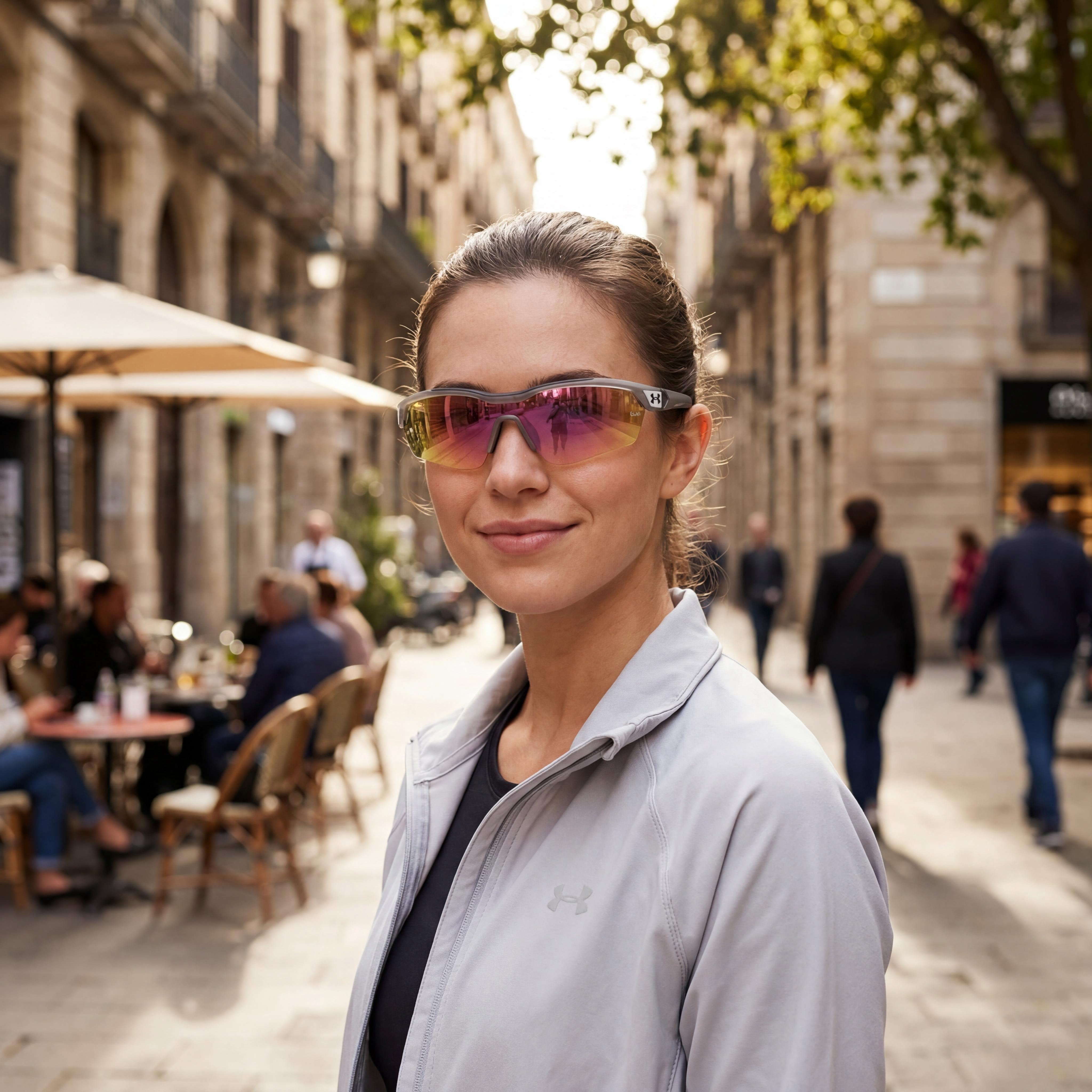 Under Armour Modern Unisex Crystal Grey Polyamide Non-Polarized Sunglasses, Violet Blue Multilayer Lenses, UV Protection, 99mm Lens Width, Photo 6