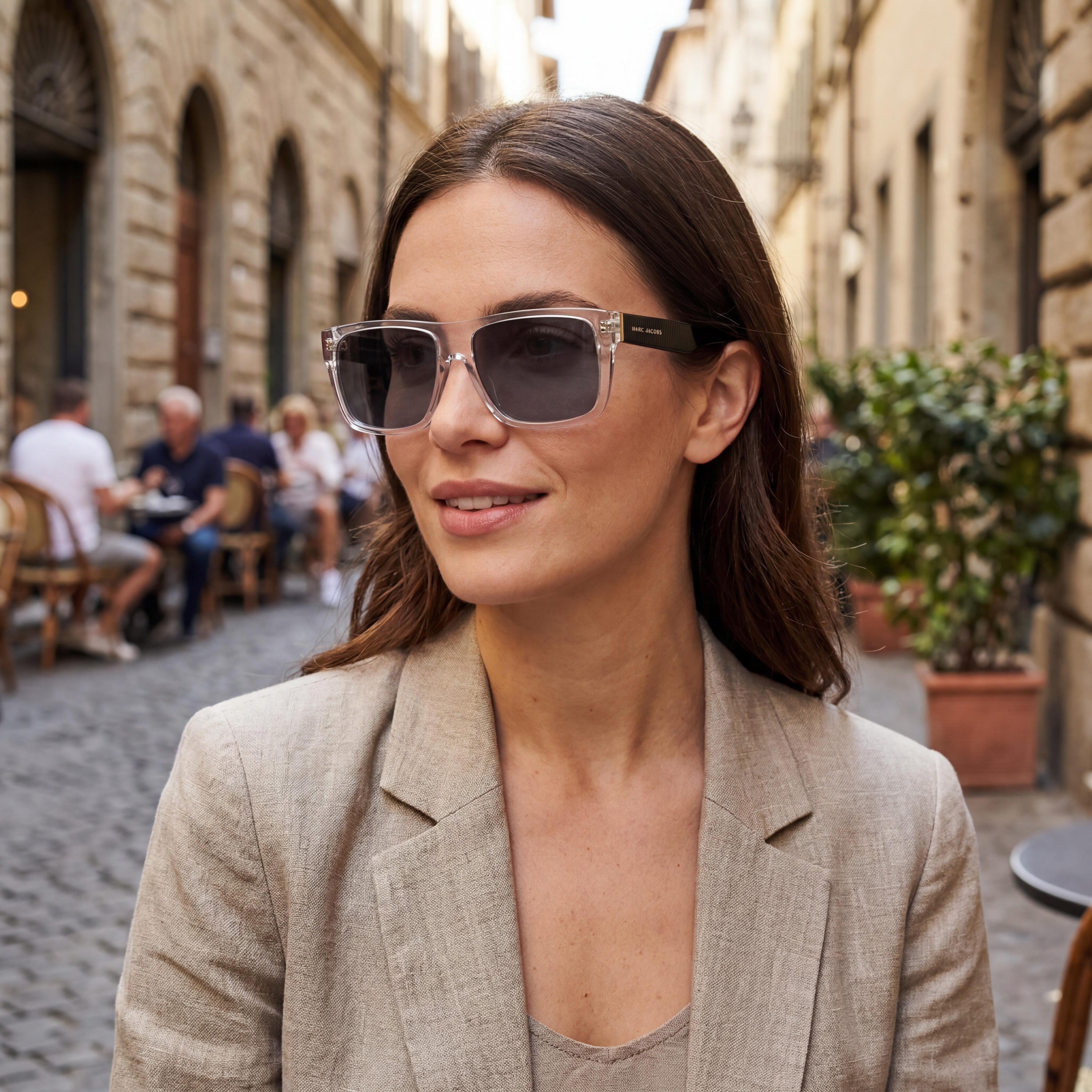 Marc Jacobs Classic Women's Transparent Black/Grey Acetate UV Protection Sunglasses with Crystal Black Lenses 57mm, Photo 5