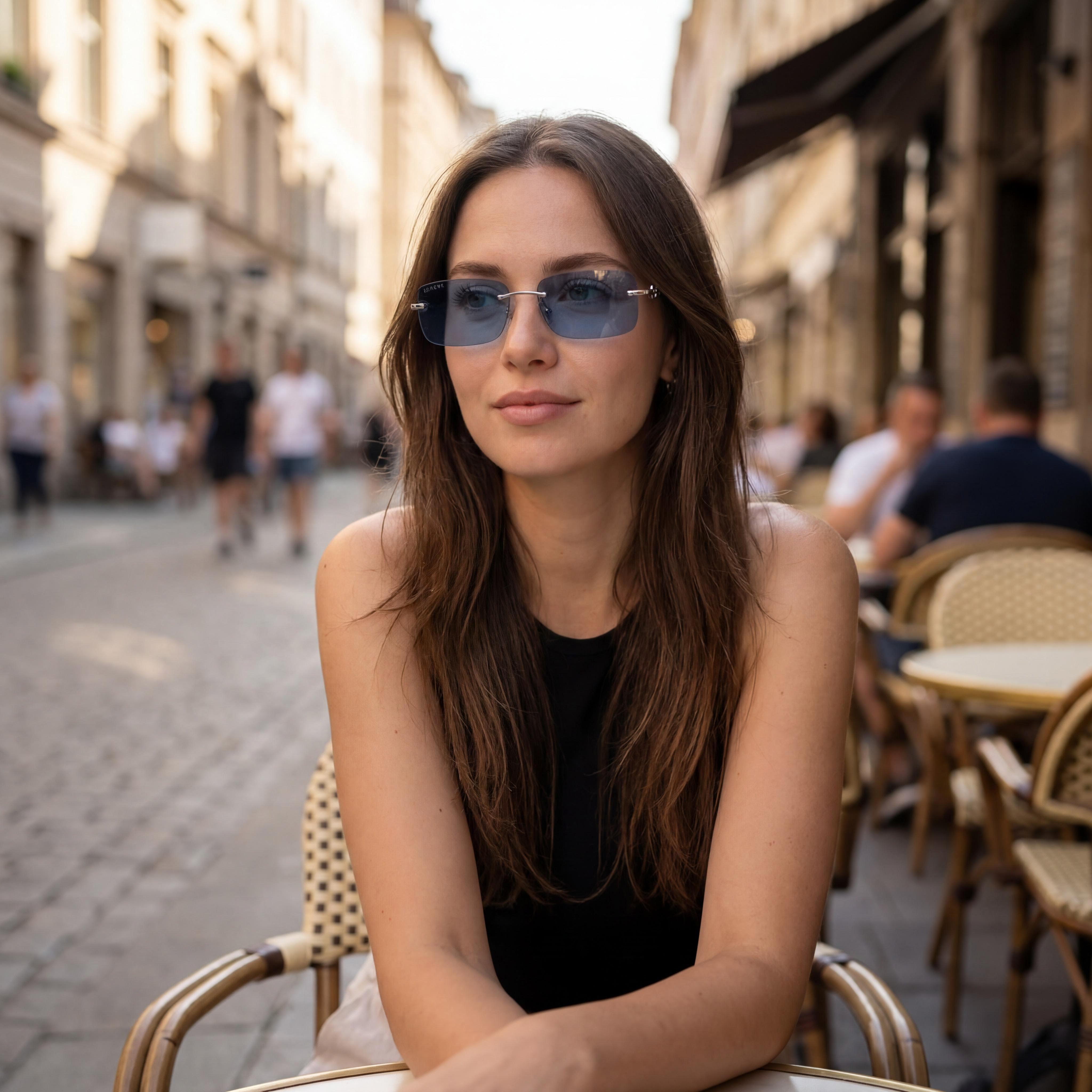 Gafas de sol Gucci Casual para mujer con montura metálica azul plateado y protección UV 100 %, lentes no polarizadas, 55 mm, Photo 4