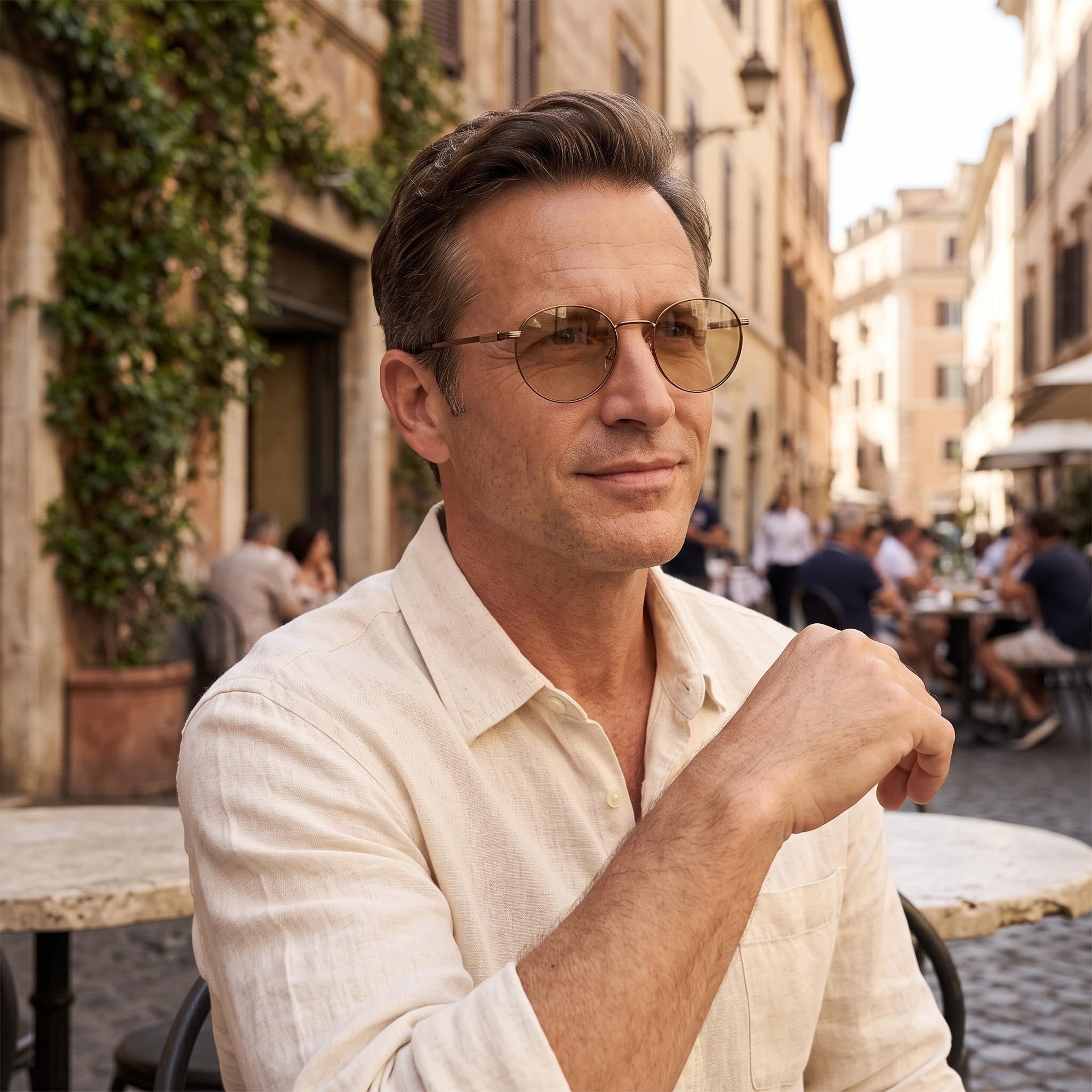 Gafas para hombre Ferragamo Sf2229 con montura metálica, acabado oro ámbar, 50 mm de ancho de lente, Photo 5