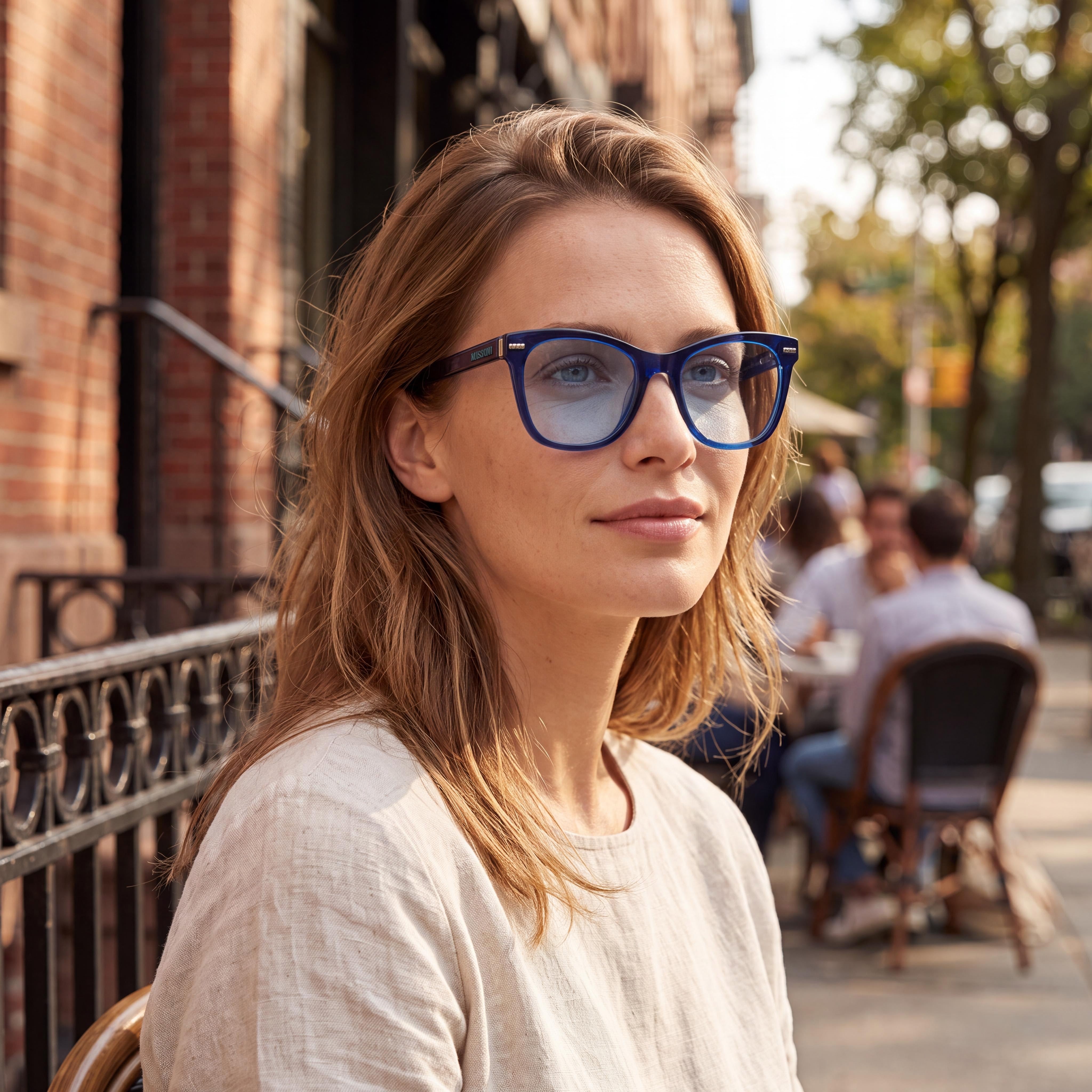 Missoni Modern Eyeglasses with a Transparent Blue Acetate Frame and Polycarbonate Lenses 52mm, Photo 5