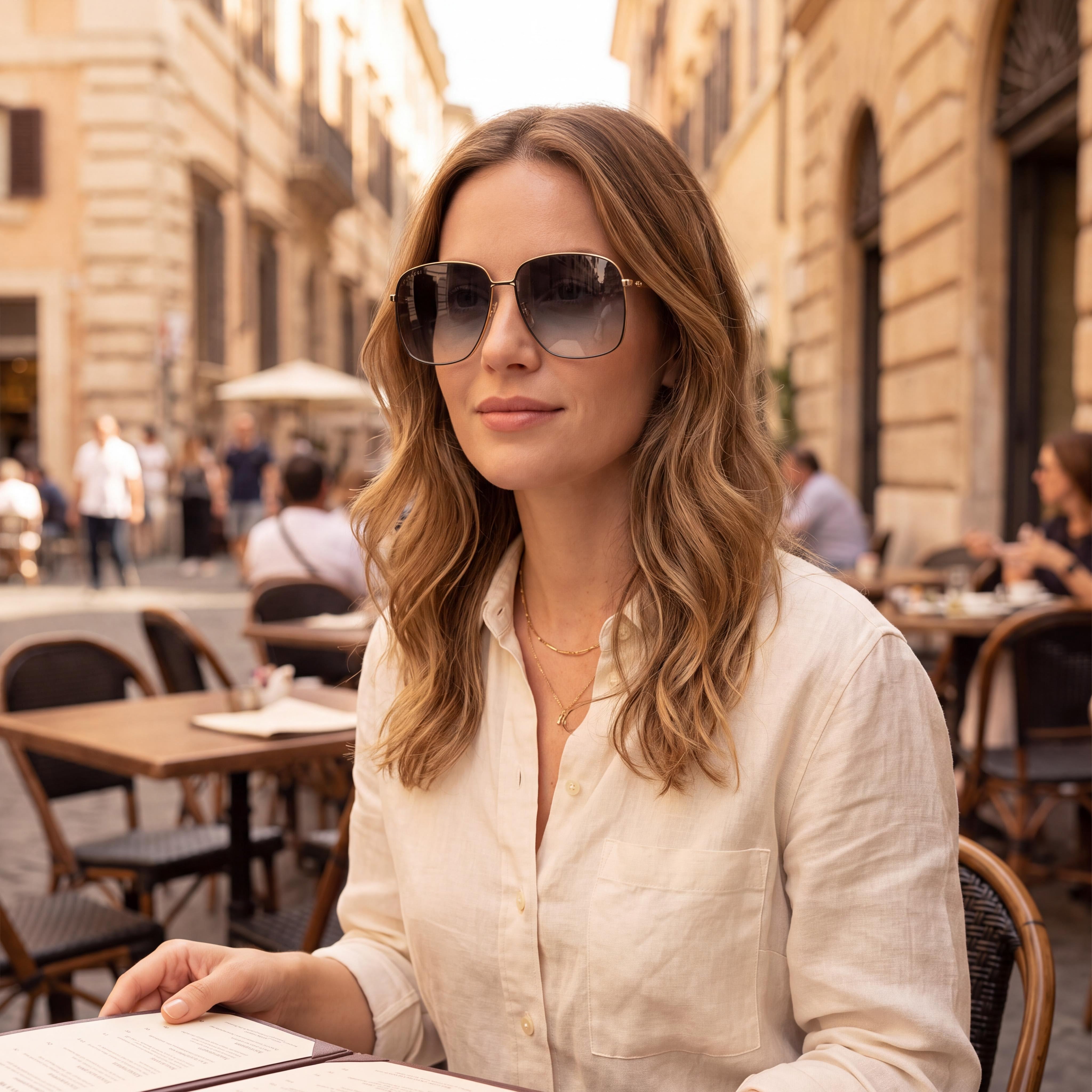 Gucci GG0394S-001 Women's Gold Grey Metal Grey Gradient 100% UV Protection Sunglasses 61mm, Photo 4
