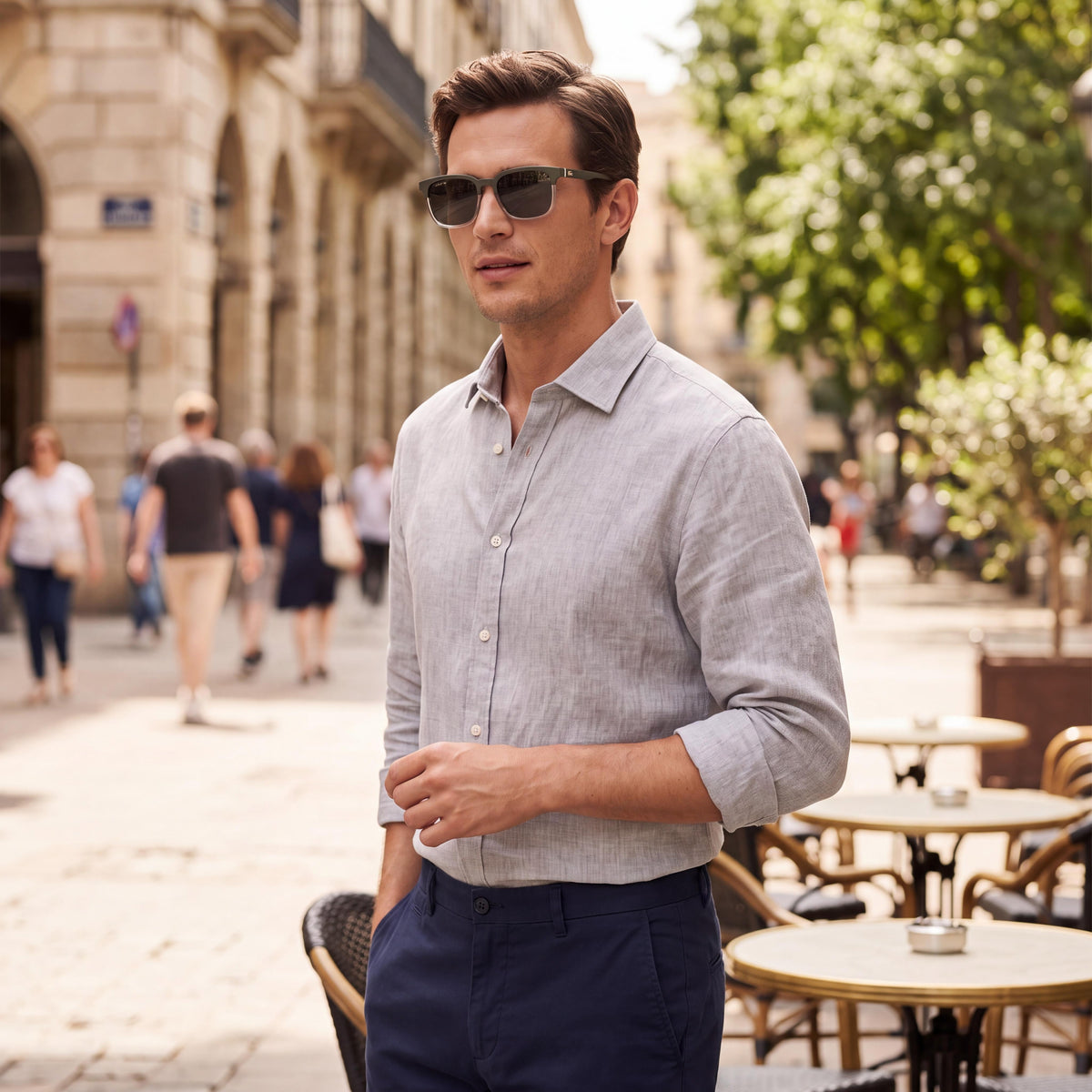 Lacoste L6074s Men’s Classic Plastic Sunglasses Taupe/Transparent Taupe Frame Khaki Lenses 56mm Global XL Fit RXable UV 400, Photo 5