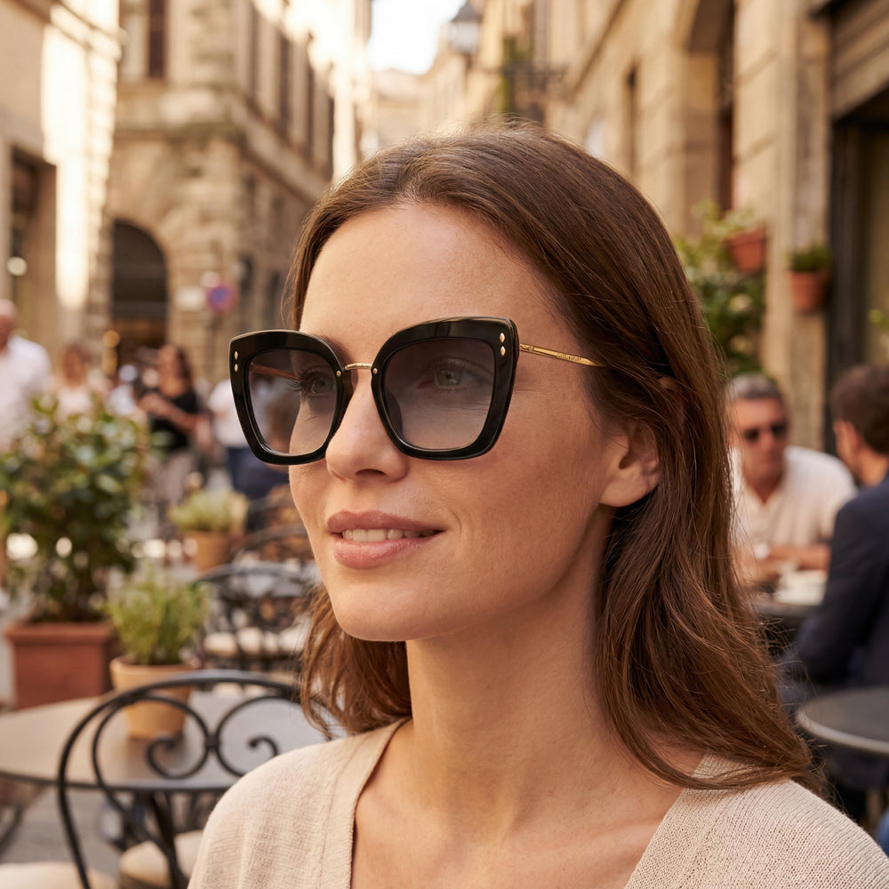Isabel Marant Modern Women's Rectangular Polyamide Black Gold UV 400 Non-Polarized Sunglasses 53mm