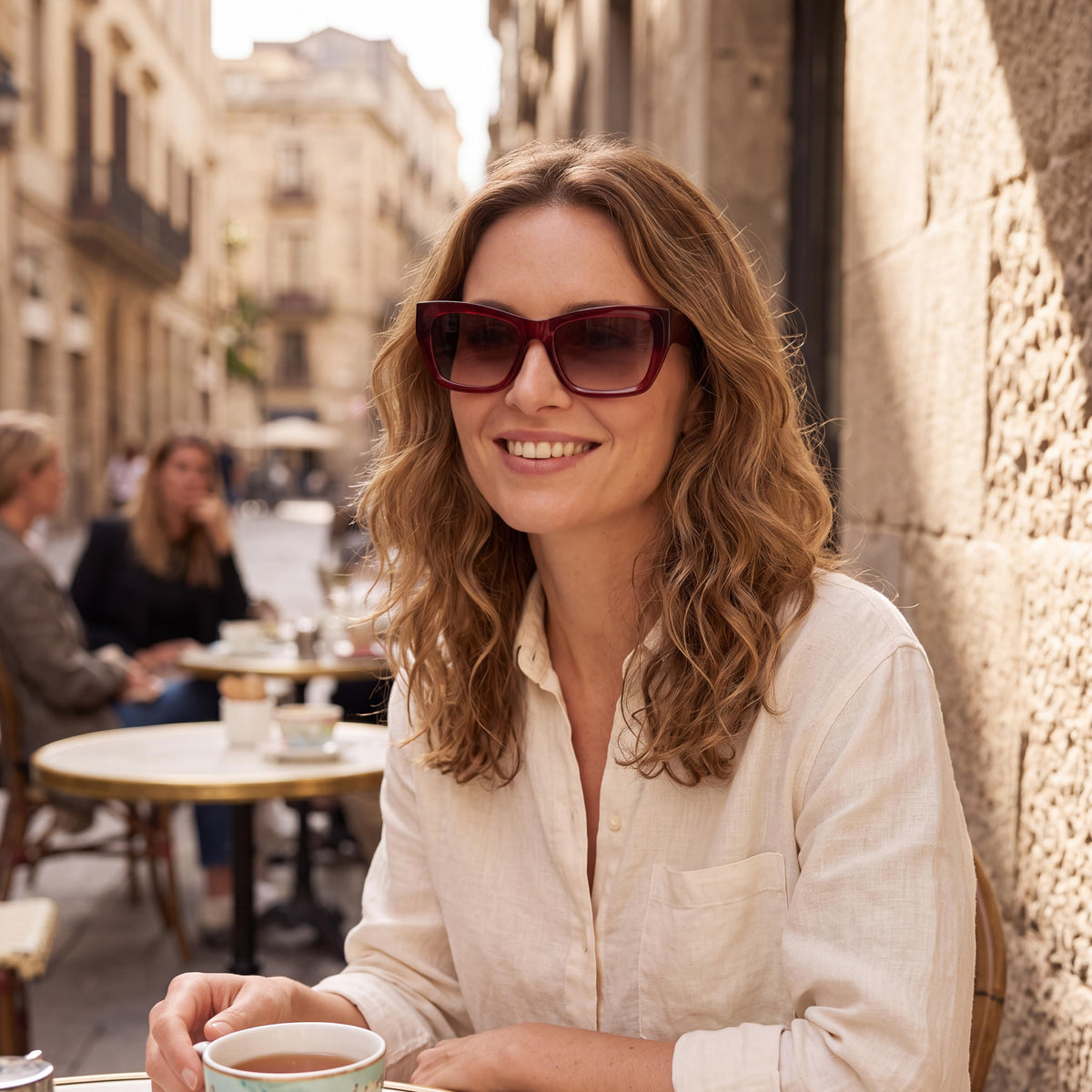 Donna Karan DO519S Women's Acetate Sunglasses Crystal Bordeaux Gradient Brown UV 400 Lens Width 55mm, Photo 3