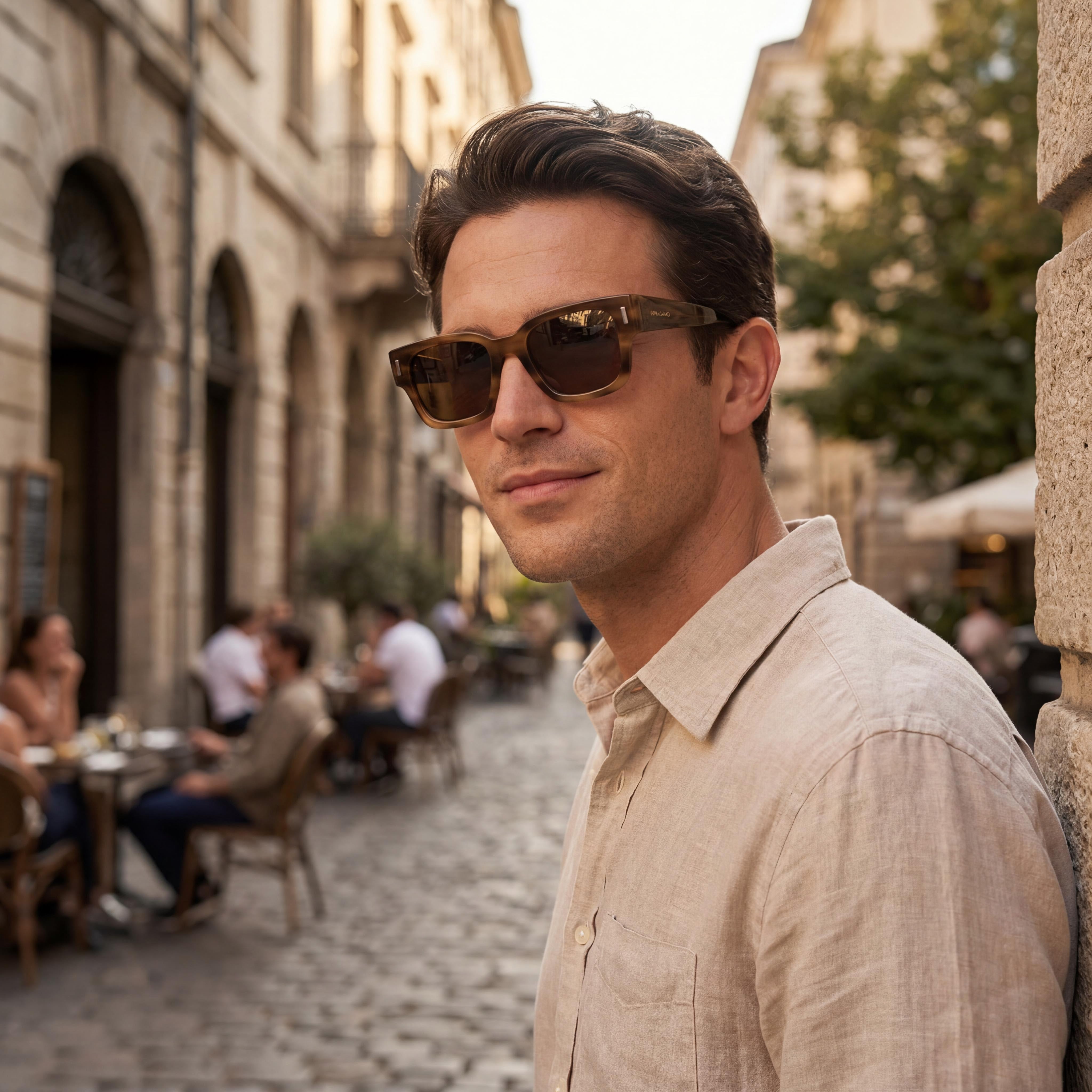 Salvatore Ferragamo Sf2010s Gafas de Sol para Hombre, Acetato a Rayas Caqui Marrón, 100% Protección UV, 52mm, Photo 5
