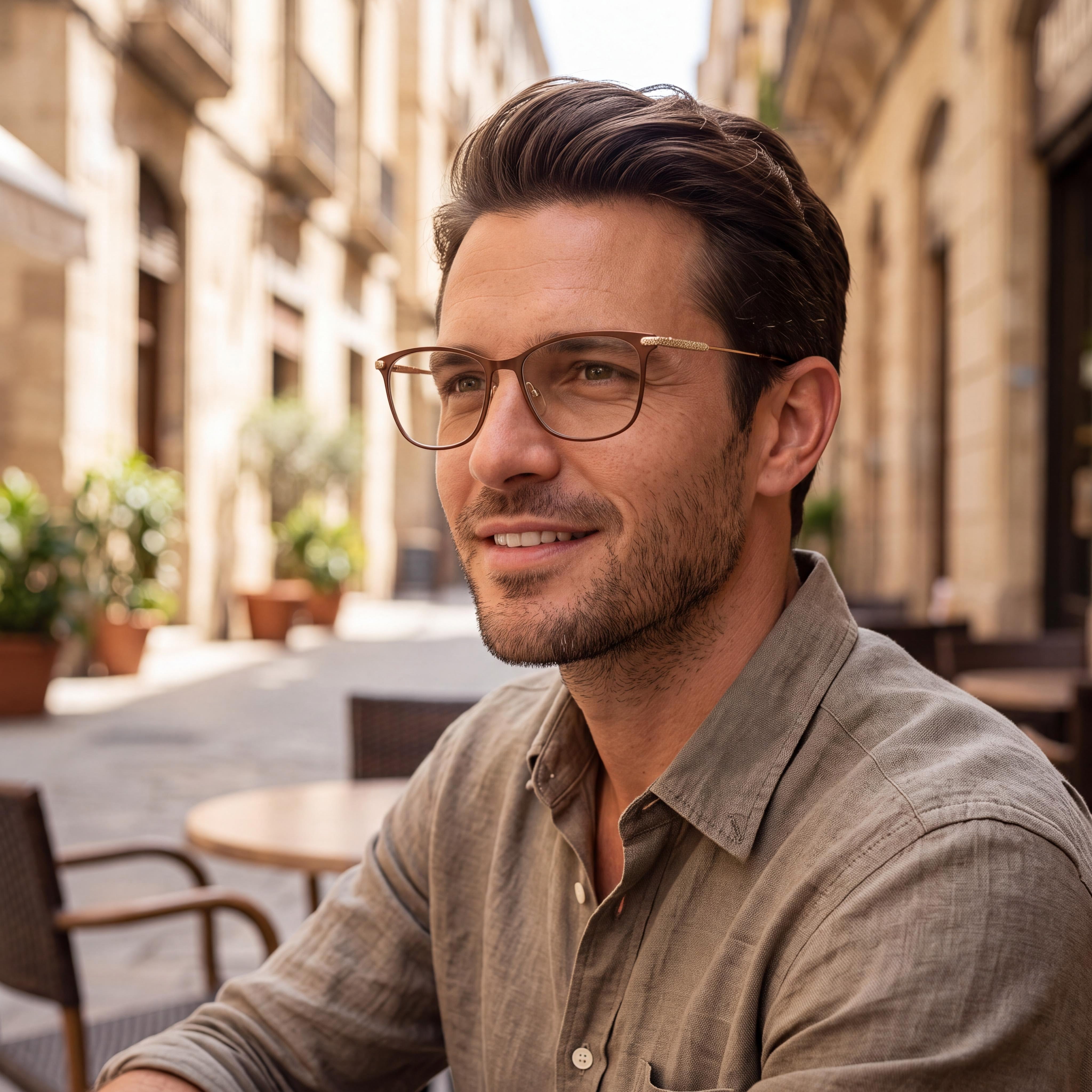 Jones New York J489 Men's Brown Prescription Eyeglasses Frames with 56mm Lens, 17mm Bridge, 140mm Temple, Photo 4