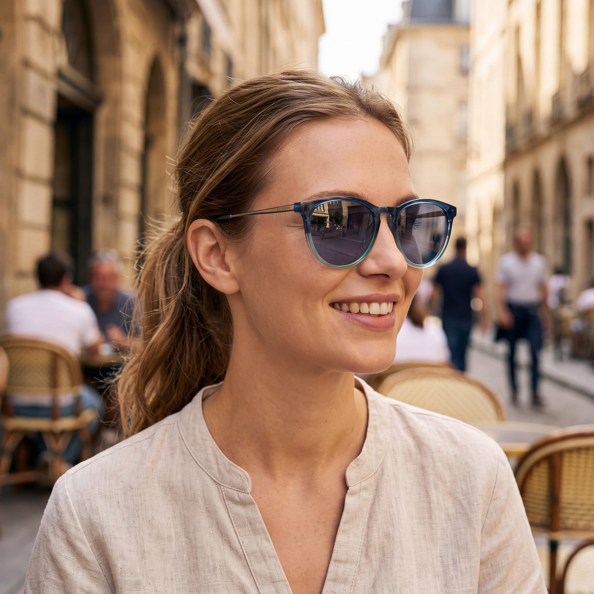 Cole Haan Ch6507 Unisex Polarized UV Protected Sunglasses with Teal Horn Plastic Frame 54mm, Photo 3