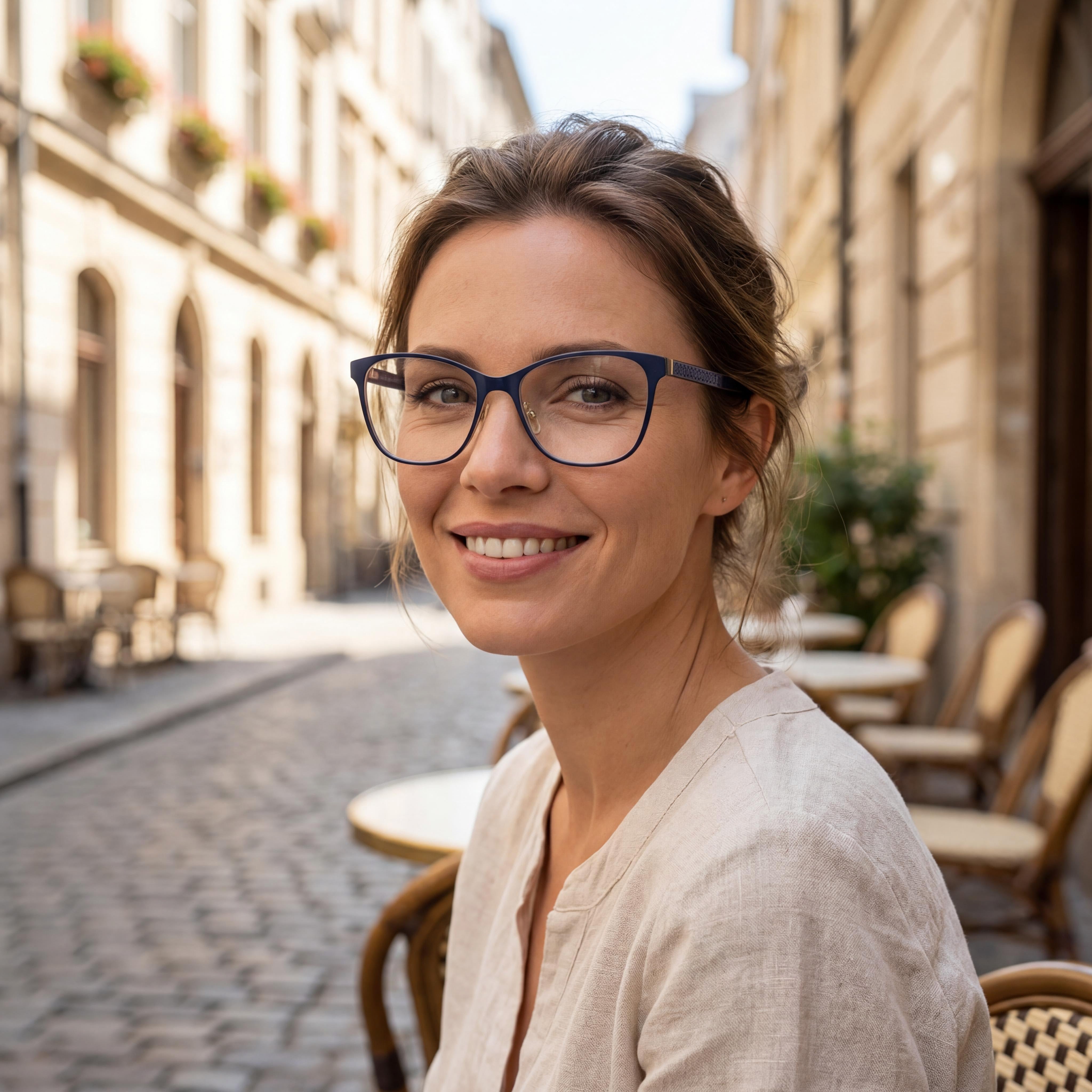 Kate Spade New York Seline Women's Full Rim Rectangle Eyeglasses, Blue Metal Frame, 53mm Lens Width, Photo 6