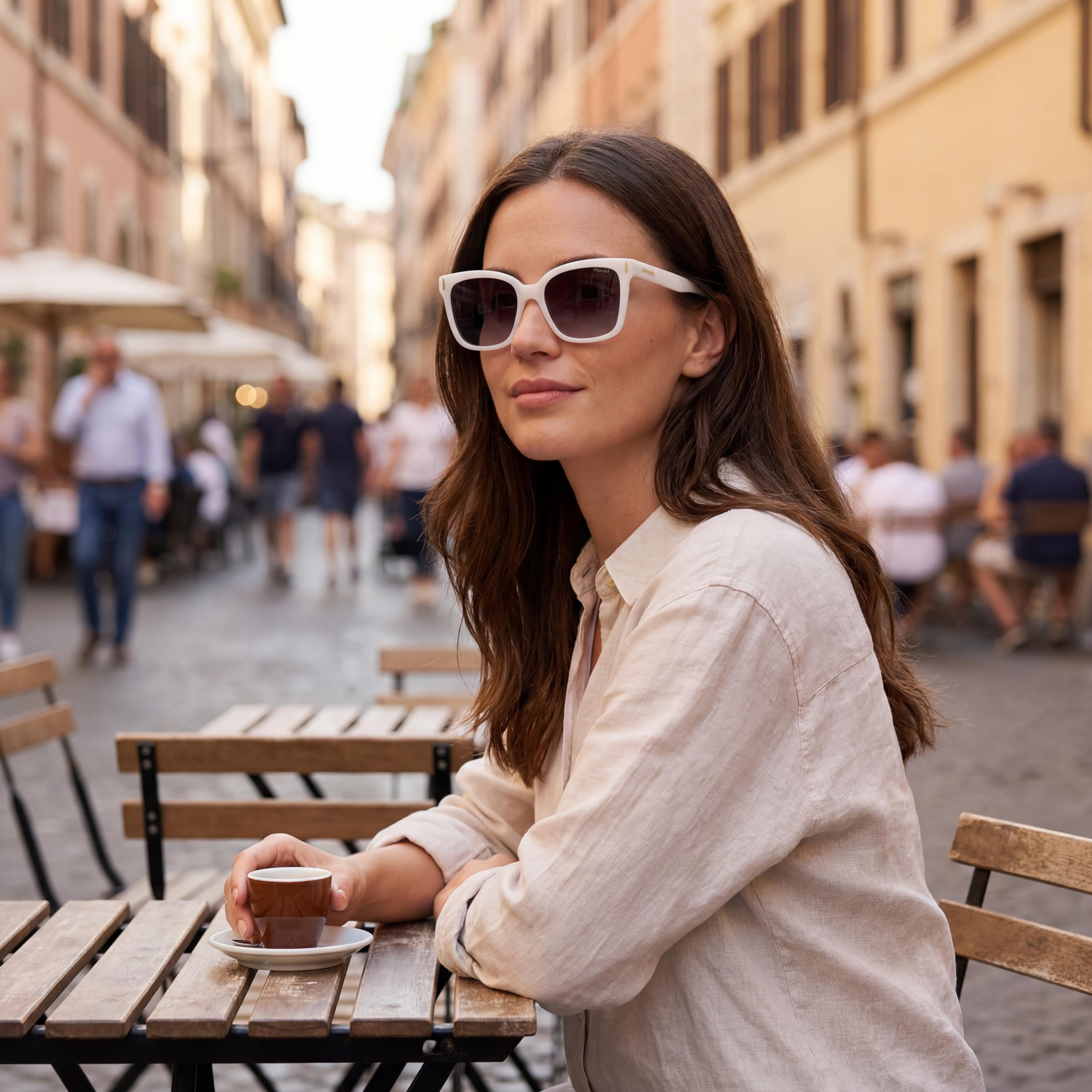 Polaroid Modern Women's Sport UV Protected Polarized Brown Shaded Lenses White Polycarbonate Frame Sunglasses 54mm, Photo 6