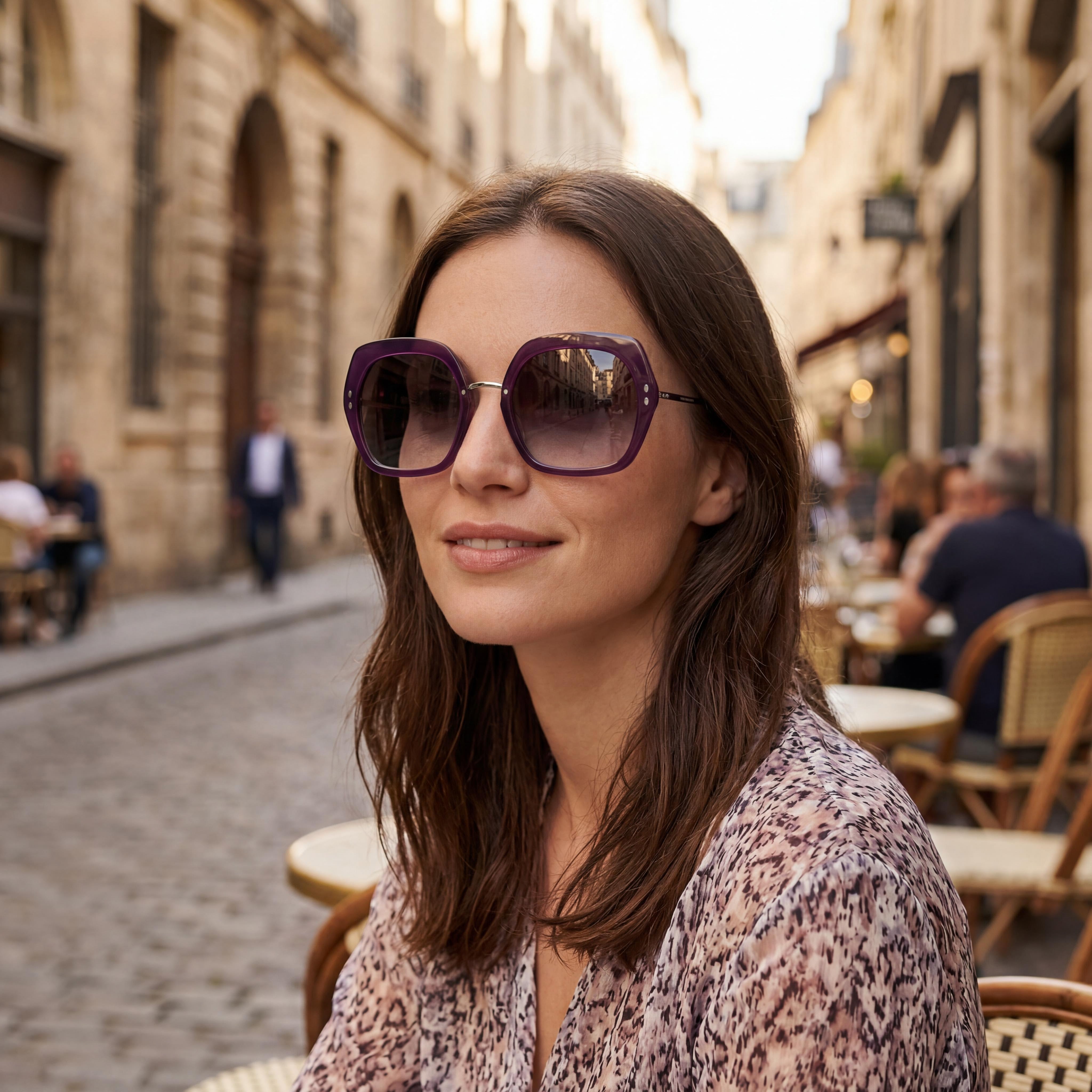 Gafas de sol Isabel Marant Modern para mujer, montura de poliamida, color violeta y plateado, protección UV, ancho de lente de 55 mm, Photo 5