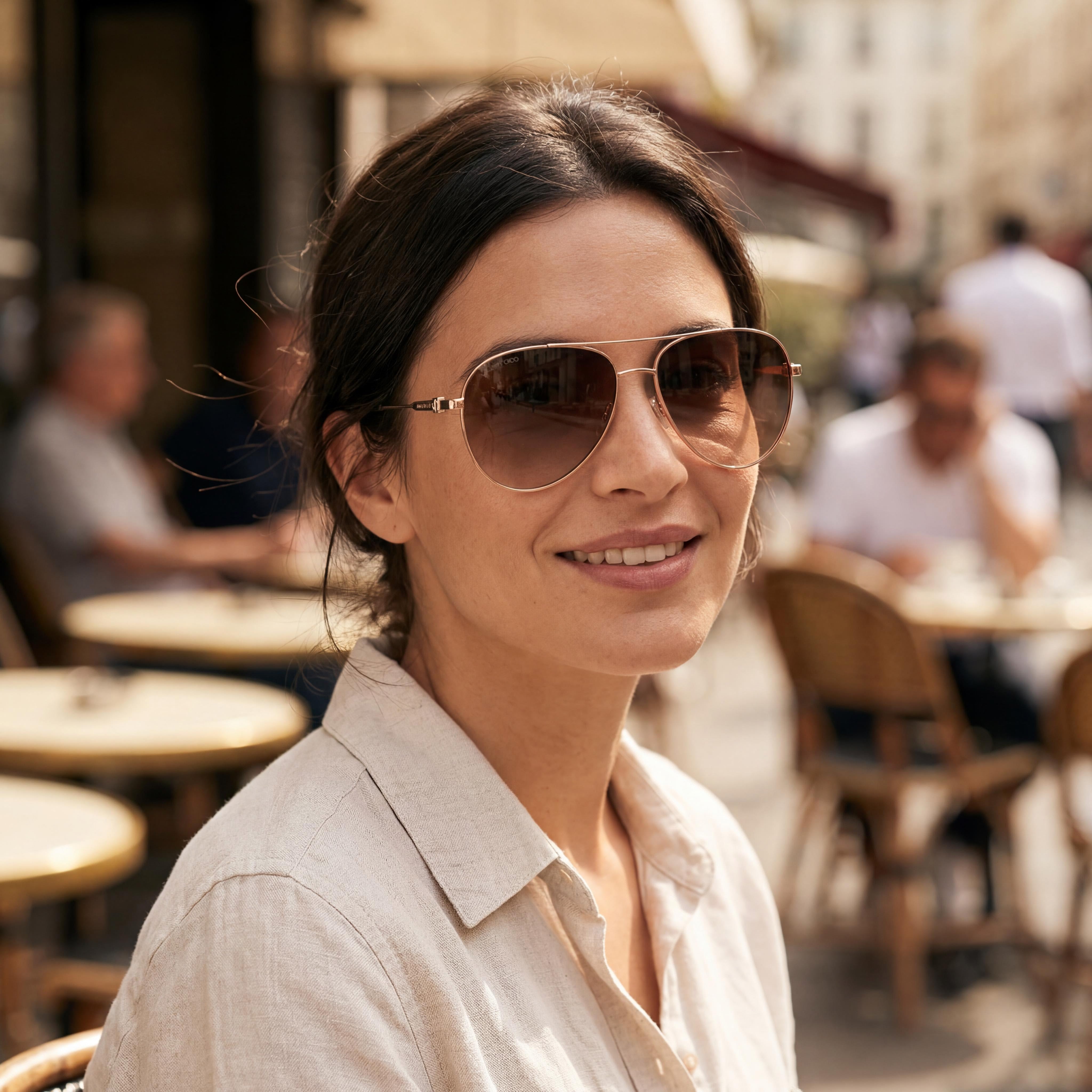 Jimmy Choo Classic Women's Stainless Steel Gold Copper UV Protection Sunglasses, Size 60mm, Photo 4