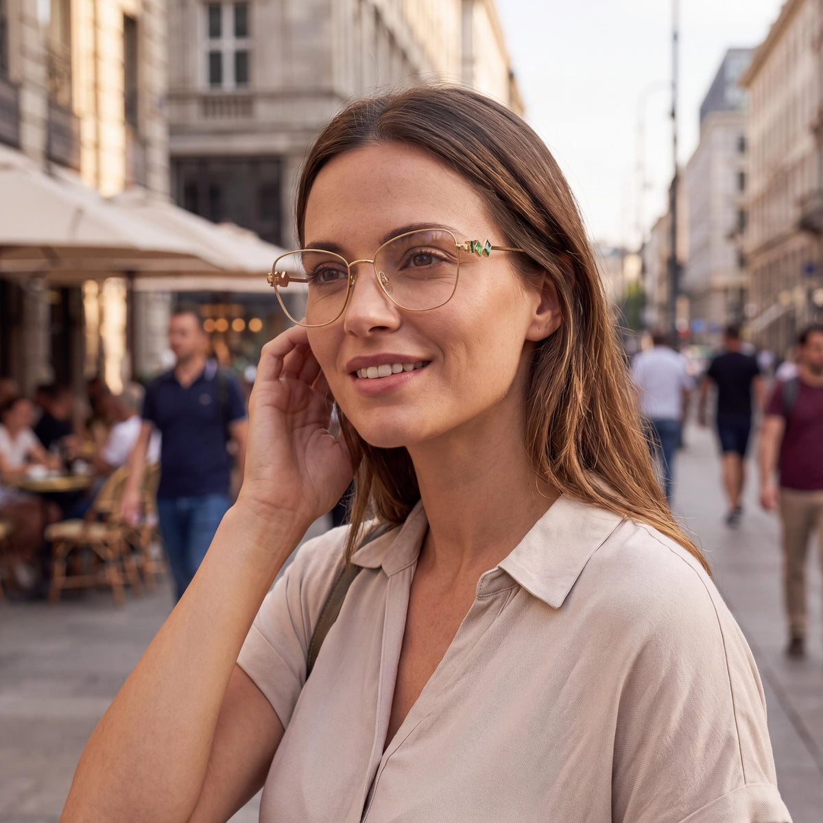 Gafas graduables SWAROVSKI OPTIK Sk1025 para mujer, de montura cuadrada de metal dorado y lentes de demostración, 54 mm, Photo 5