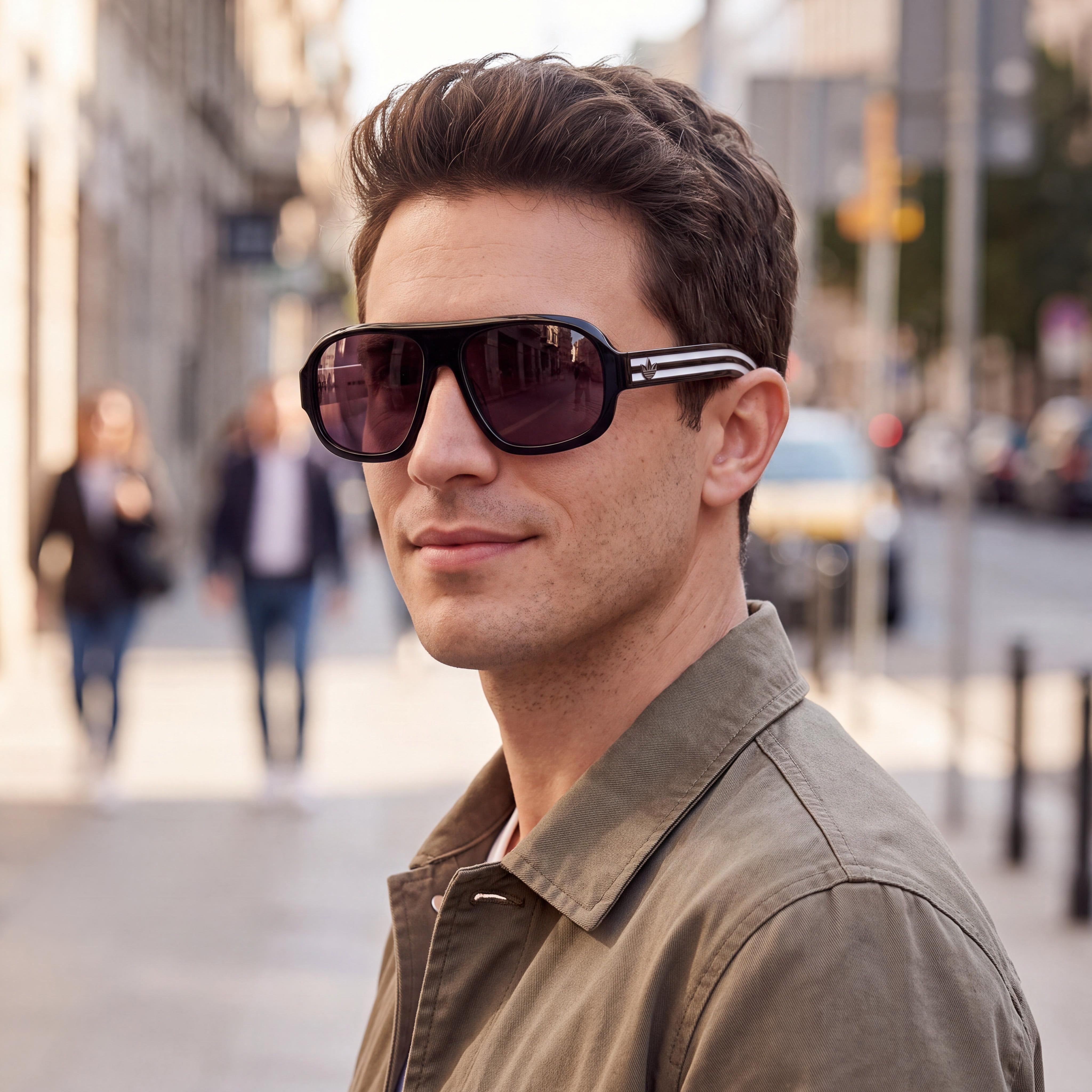 adidas Originals Men’s Casual Plastic Frame Shiny Black Smoke Lens UV 400 Sunglasses 59mm Lens Width, Photo 6
