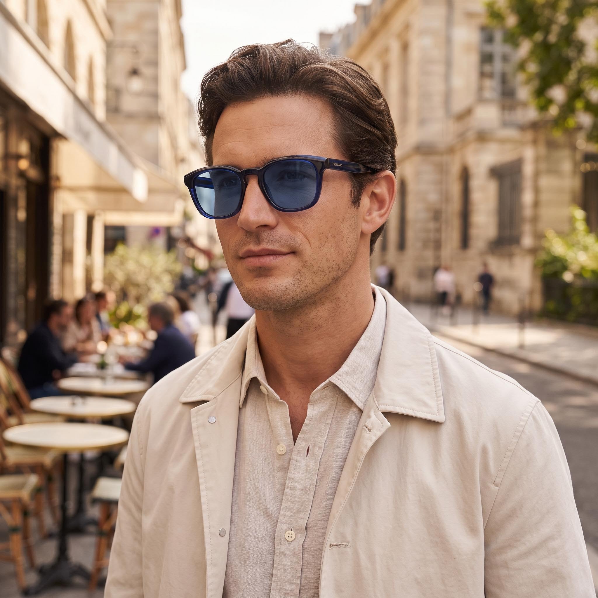 Gafas de sol Ferragamo para hombre, modelo SF2040SE, montura de titanio azul transparente, protección UV 400 no polarizada, 50 mm, Photo 5
