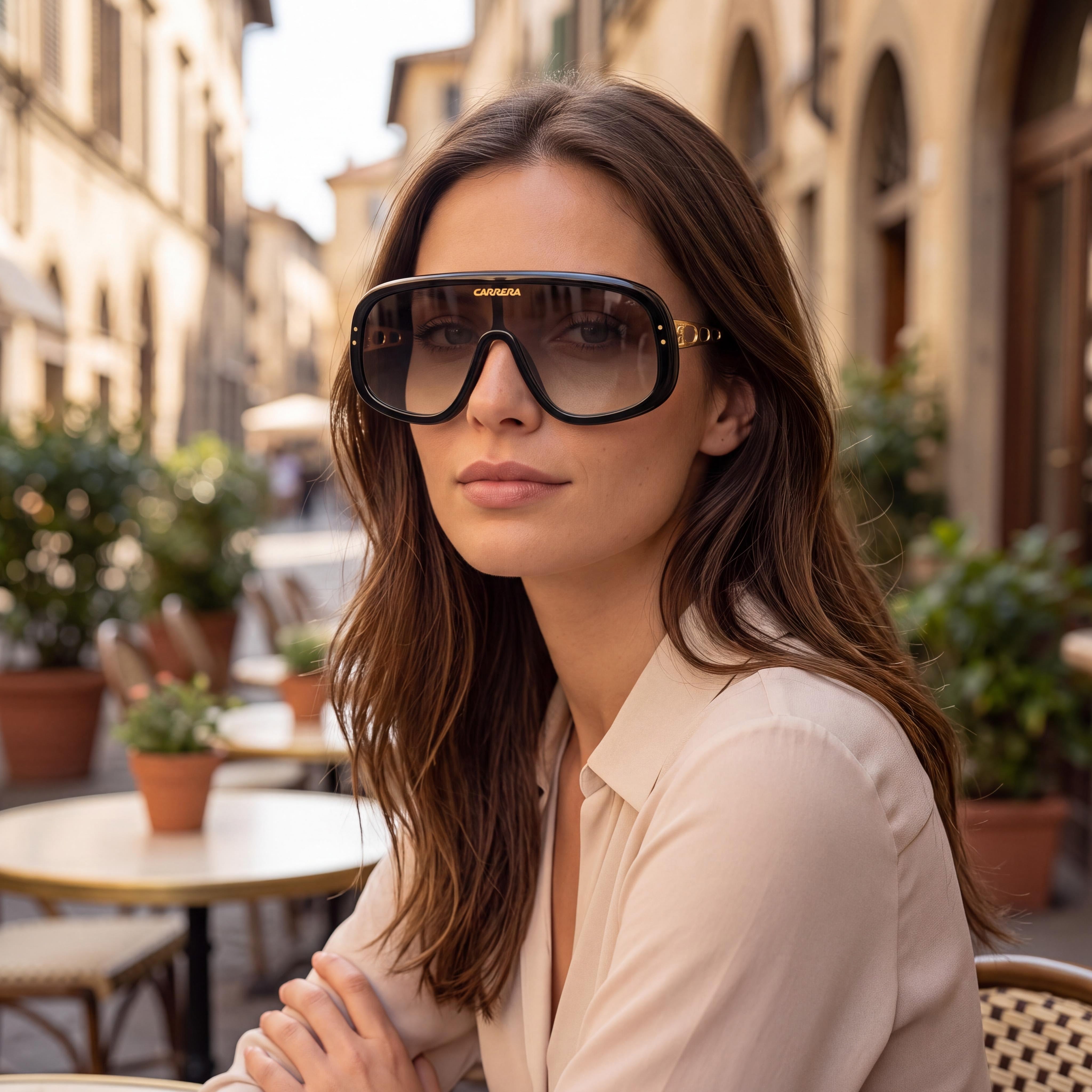 Carrera Casual Unisex Sunglasses, Black Gold Plastic Frame, Black Brown Green Antireflex Lenses, UV Protection 99-01-140, Photo 4