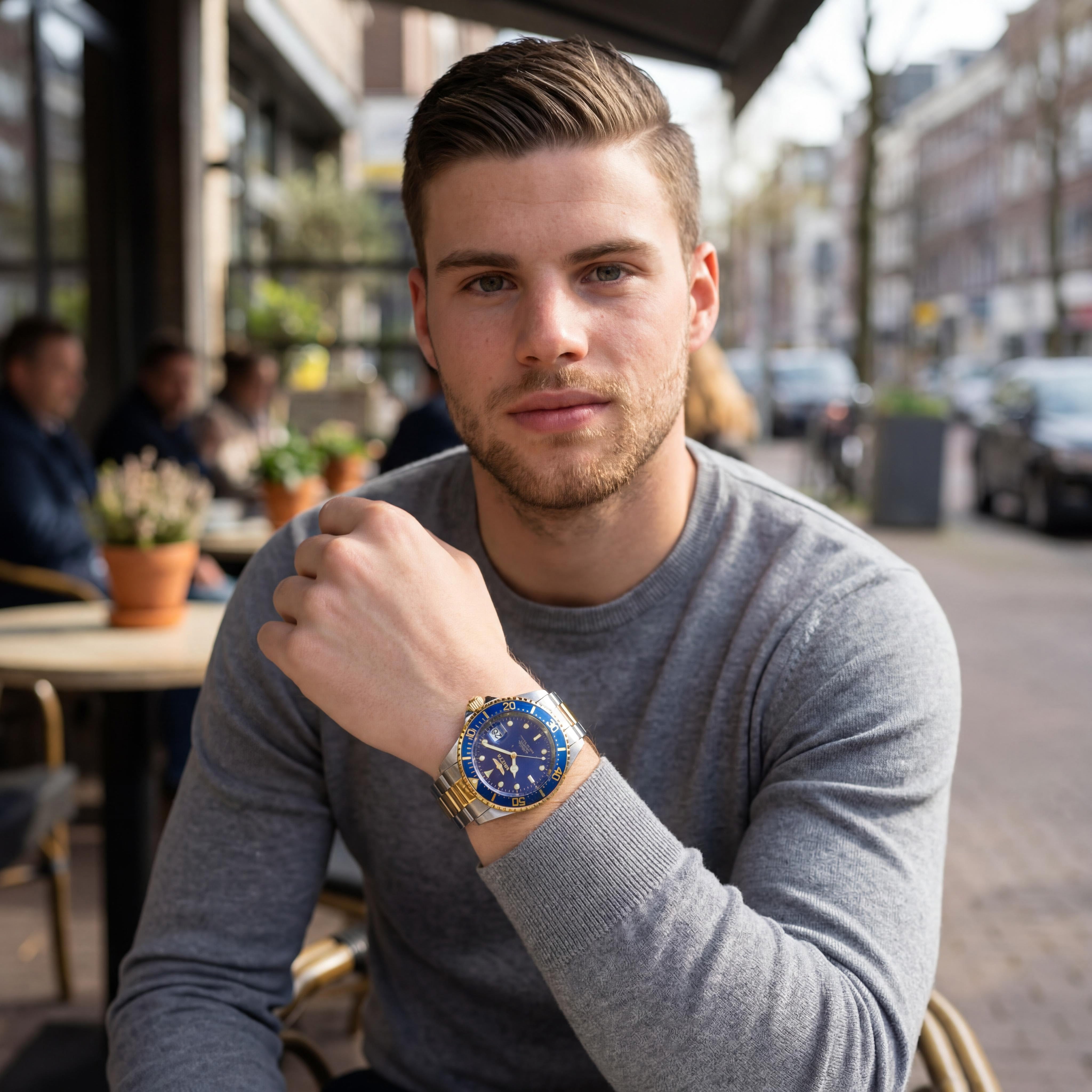 Invicta Men's 22019 Pro Diver Stainless Steel & 18k Gold-Plated Blue Dial Luminous Quartz Water Resistant Watch 43mm, Photo 5