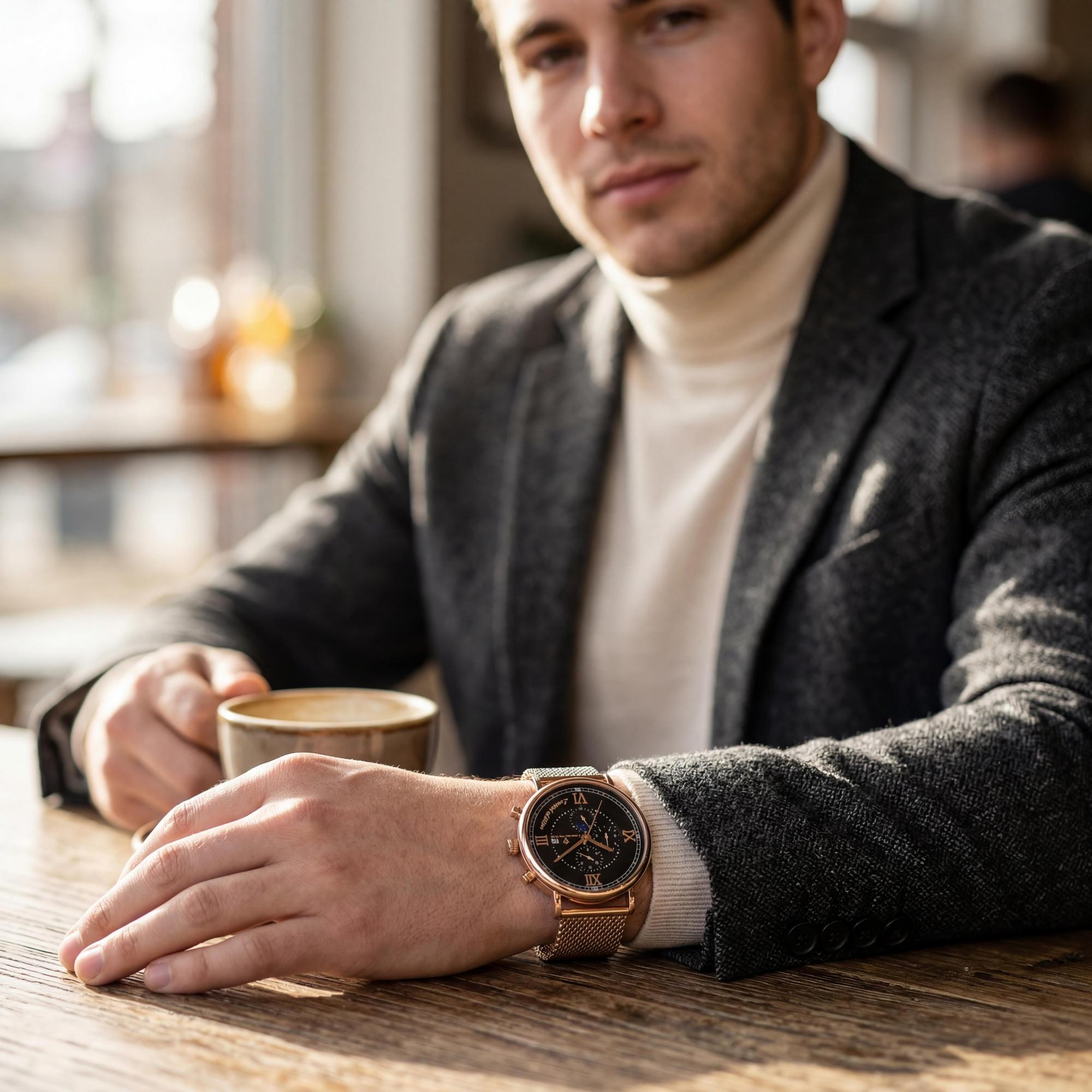 Christian Van Sant Bracelet Men's Black Dial Stainless Steel Mesh Automatic 100m Water Resistant Watch, Photo 4