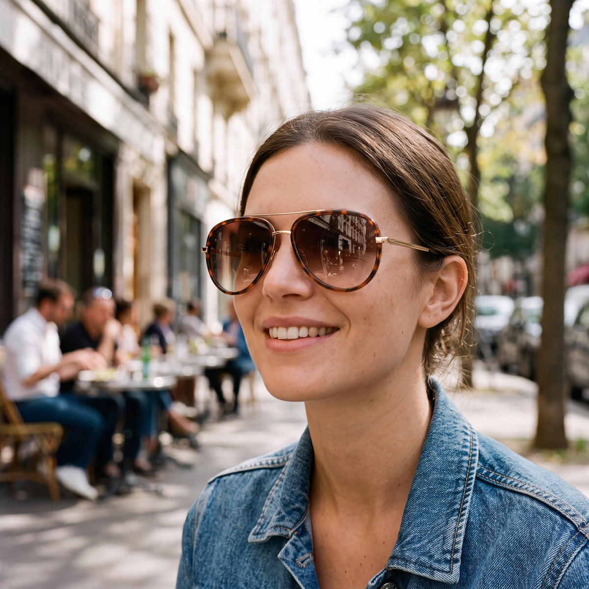 QUAY AUSTRALIA Women's Aviator Sunglasses with Tortoise Brown Fade Frame and Brown Fade Lenses 56mm UV Protected, Photo 4