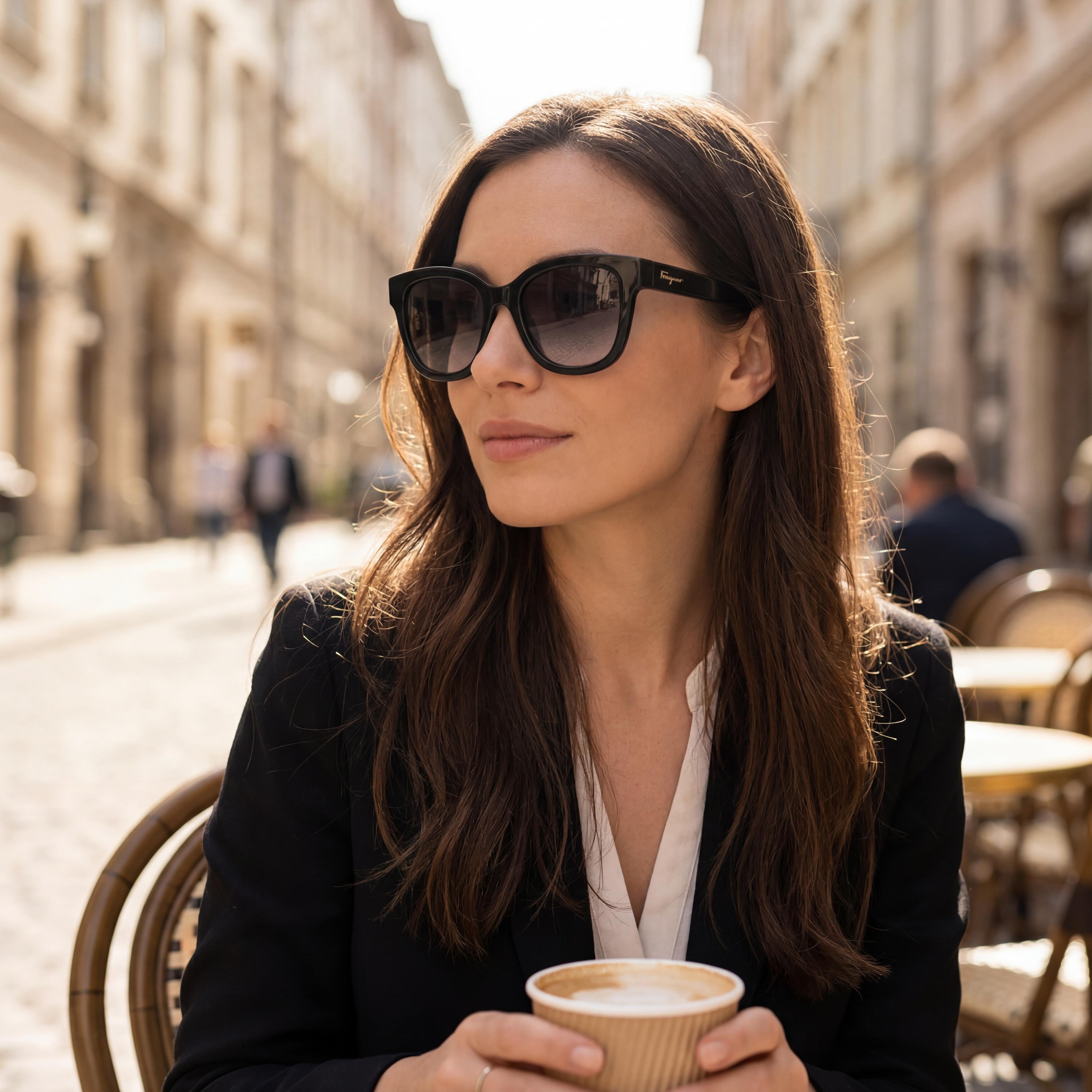 Ferragamo SF1066S Women's Black Plastic Square Grey Gradient UV Protected Sunglasses 52mm, Photo 5