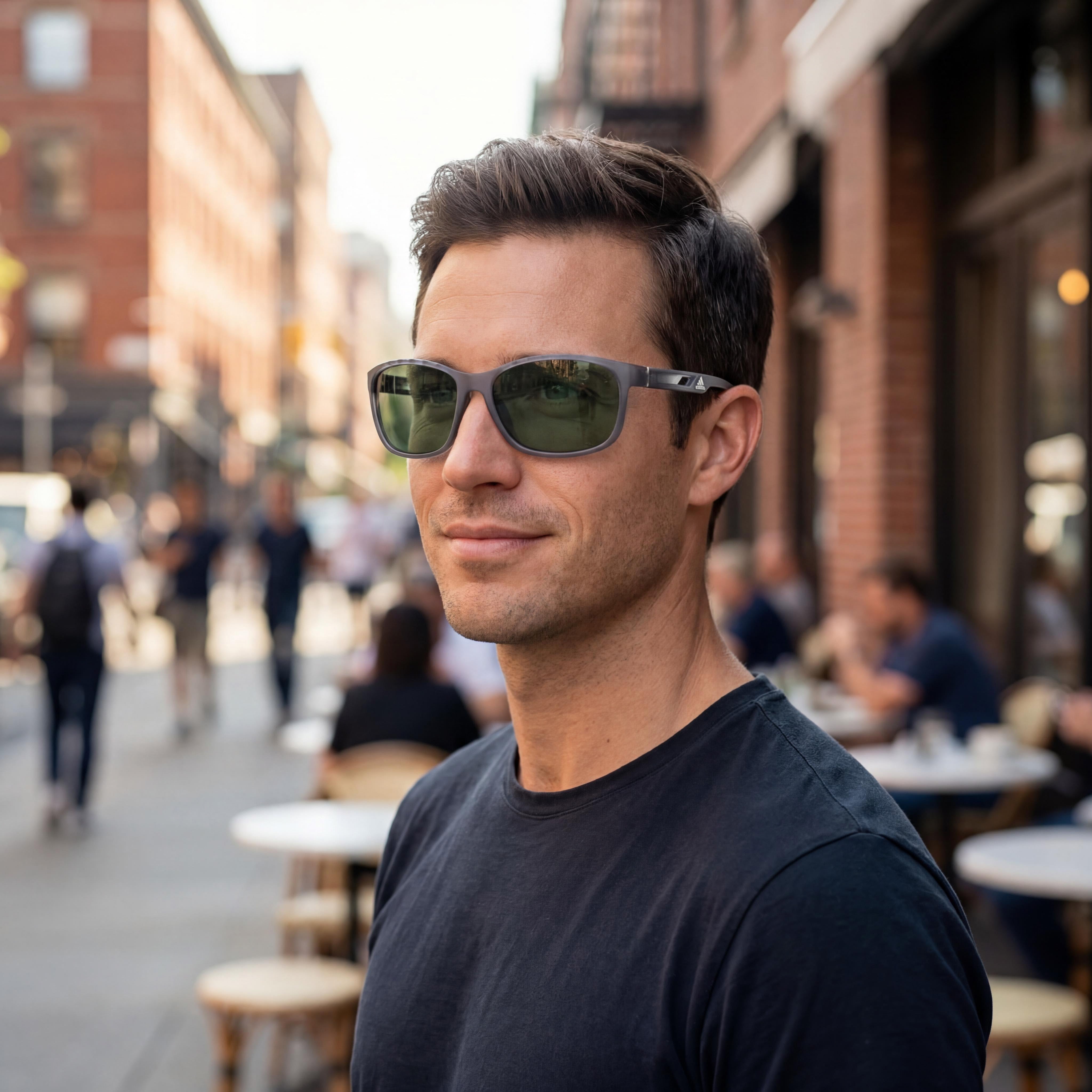 Gafas de sol Adidas Classic para hombre, montura de plástico gris y verde, lente verde 62mm, Photo 6
