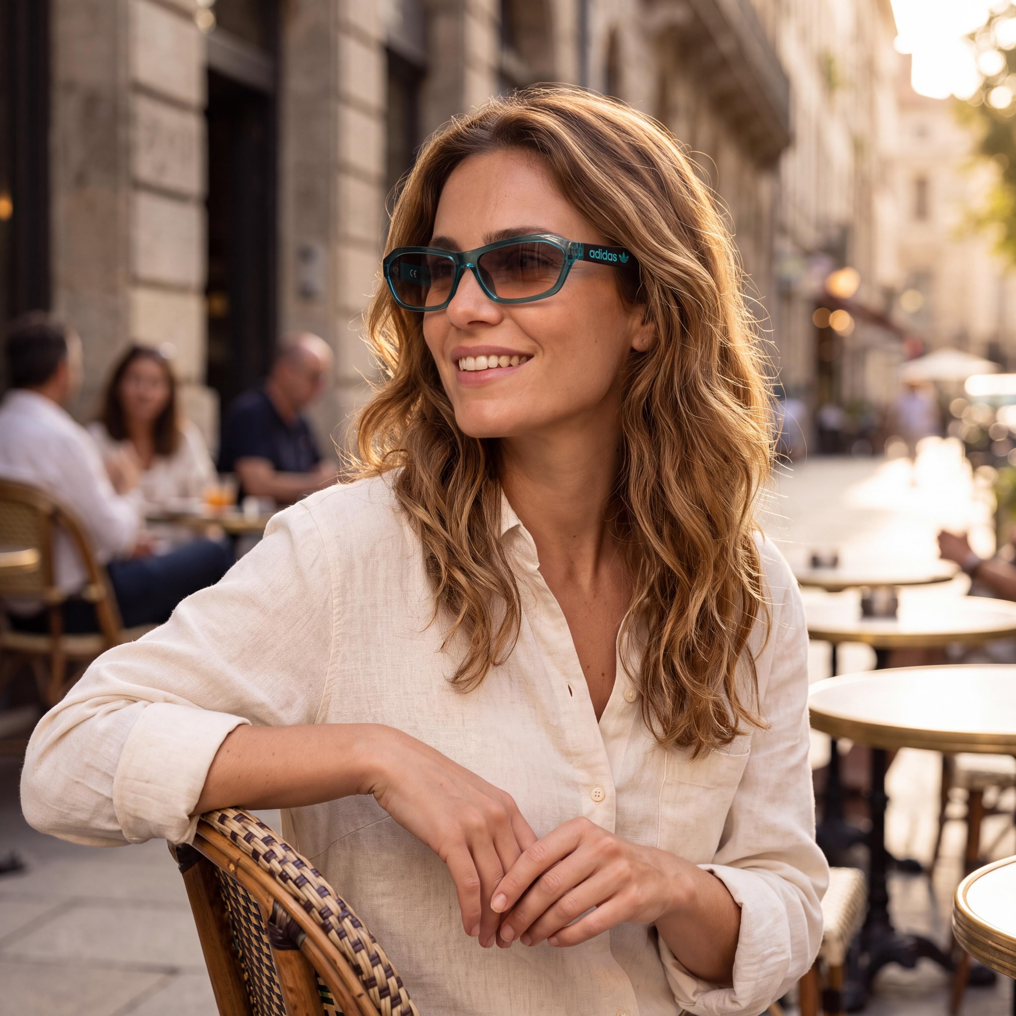 adidas Originals Or0021 58 Unisex Acetate Shiny Turquoise Brown Gradient Non-Polarized 58mm Sunglasses, Photo 4