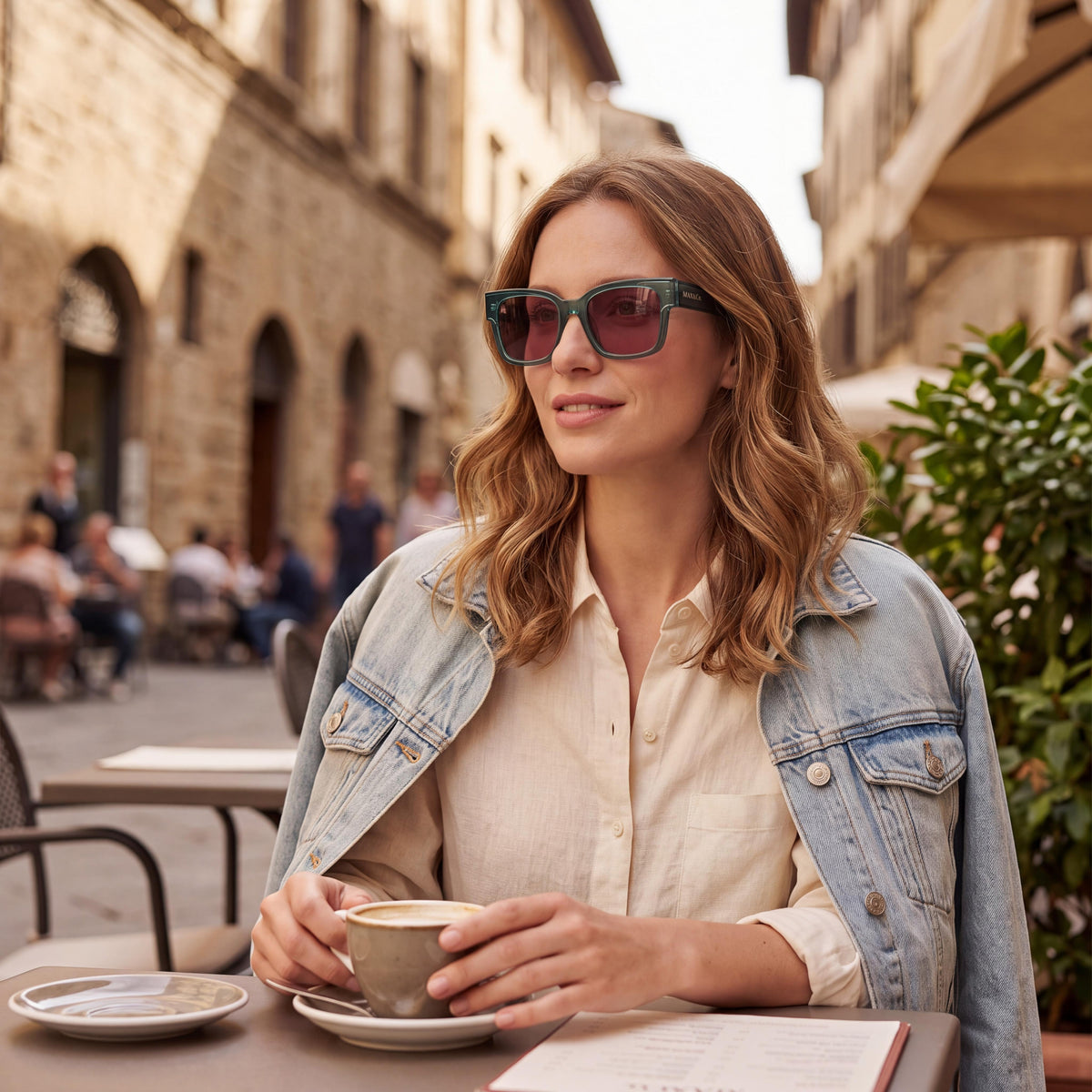 Max&Co. Casual Women's Sunglasses with Dark Green Plastic Frame and Grey Lenses, Size 53-20-140, Photo 4