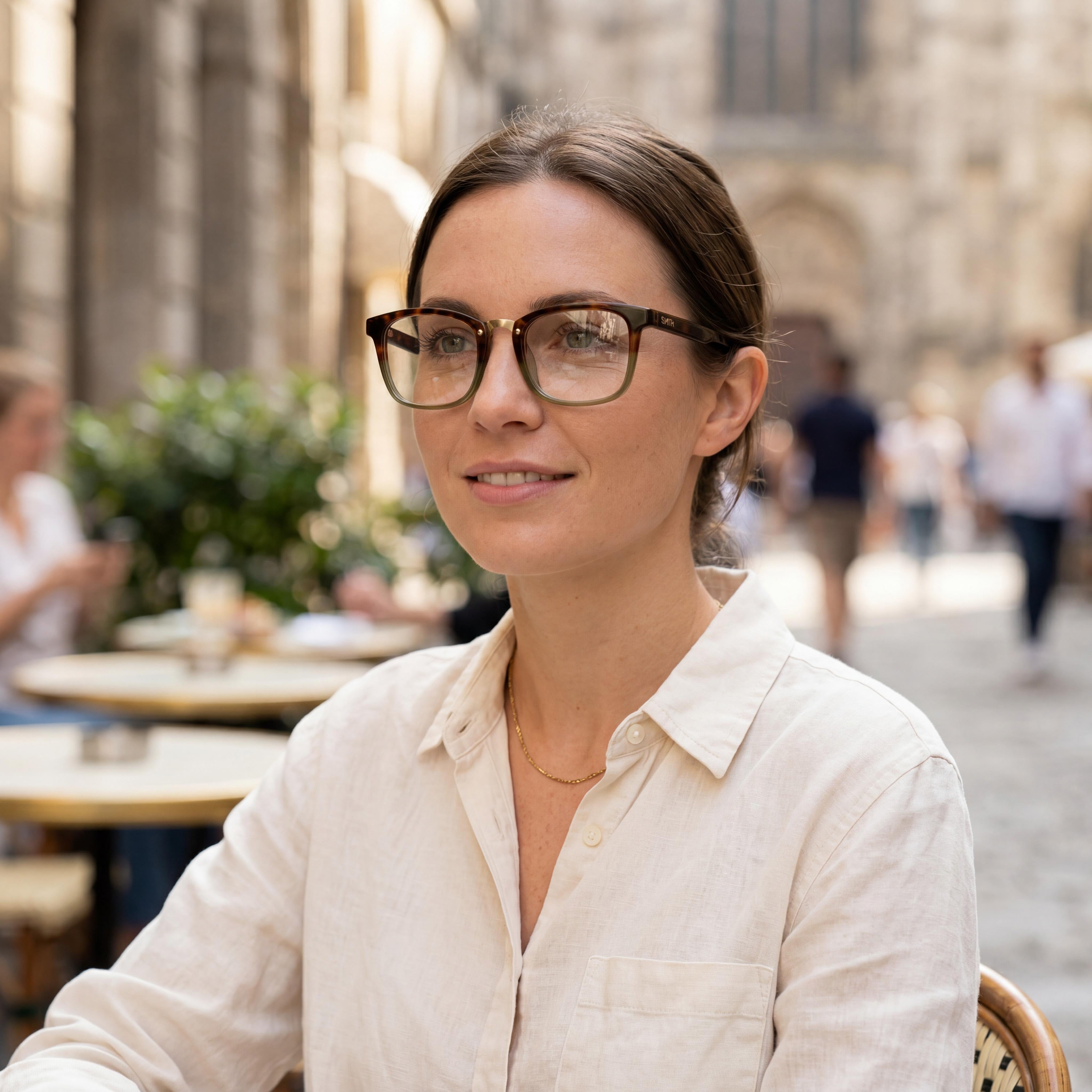 SMITH Modern Unisex Eyeglasses Featuring a Tortoise Colored Frame Constructed from Acetate Material with Clear Demo Lenses, Photo 5