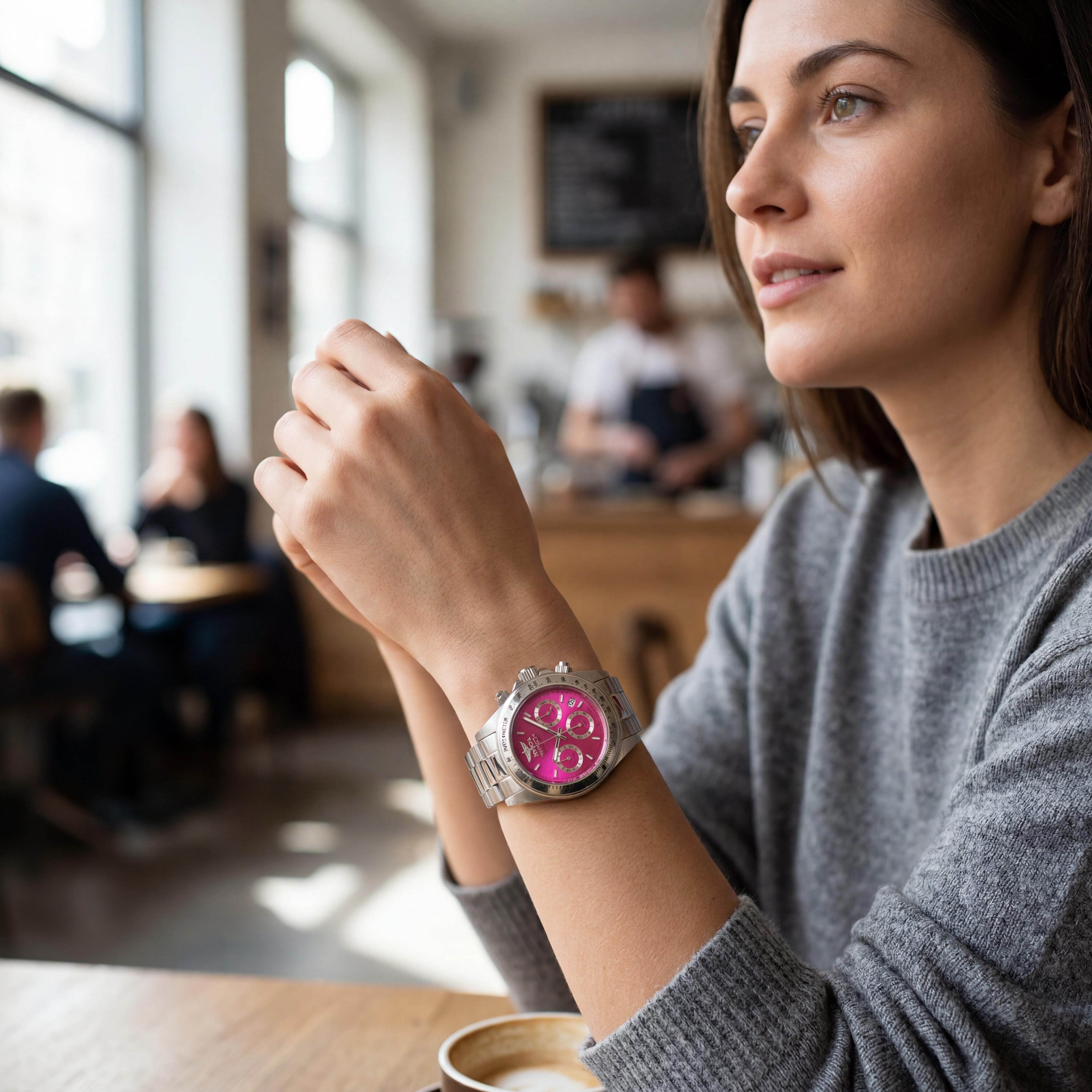 Reloj Invicta Speedway Cronógrafo Movimiento de Cuarzo Resistente al Agua Unisex Rosa Plateado, Photo 5