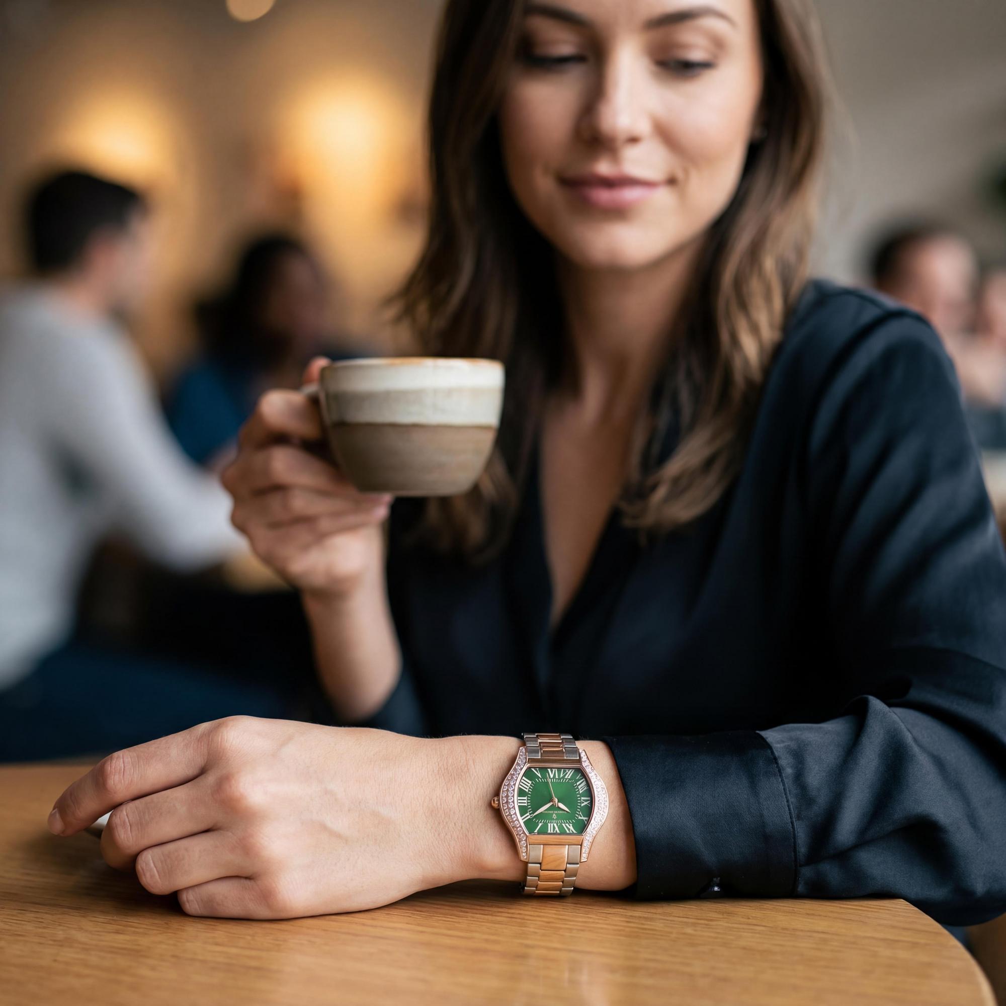 Christian Van Sant Women's Bracelet Style Watch, Stainless Steel Case & Bracelet, Green Dial, Water Resistant, Photo 4